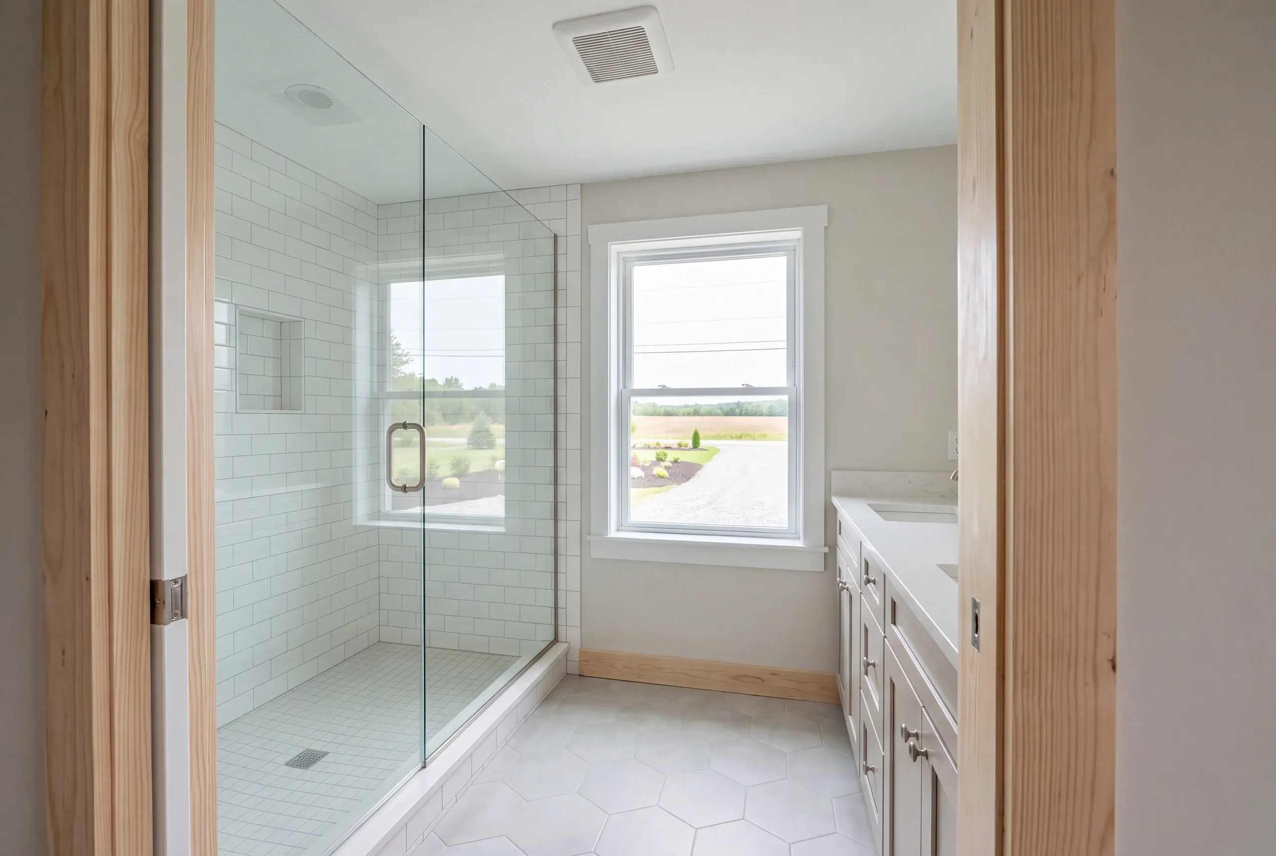 New vent stack and drain rough-in framed into an Augusta second-floor bathroom