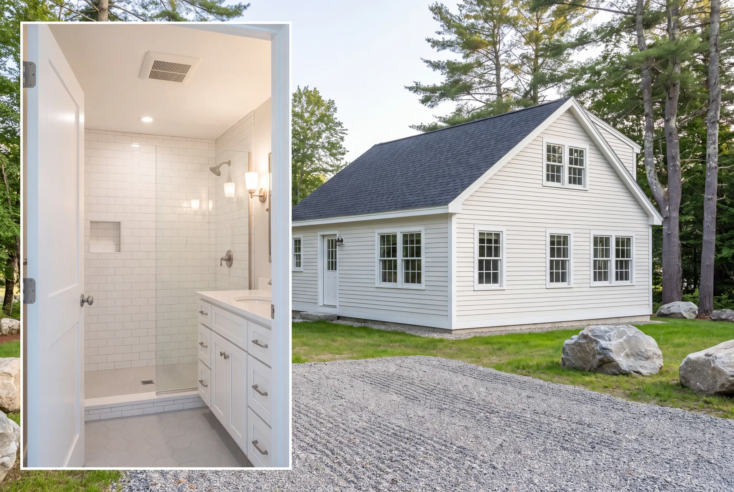 Bathroom remodeling Belgrade, ME project in a Great Pond camp converted for winter use