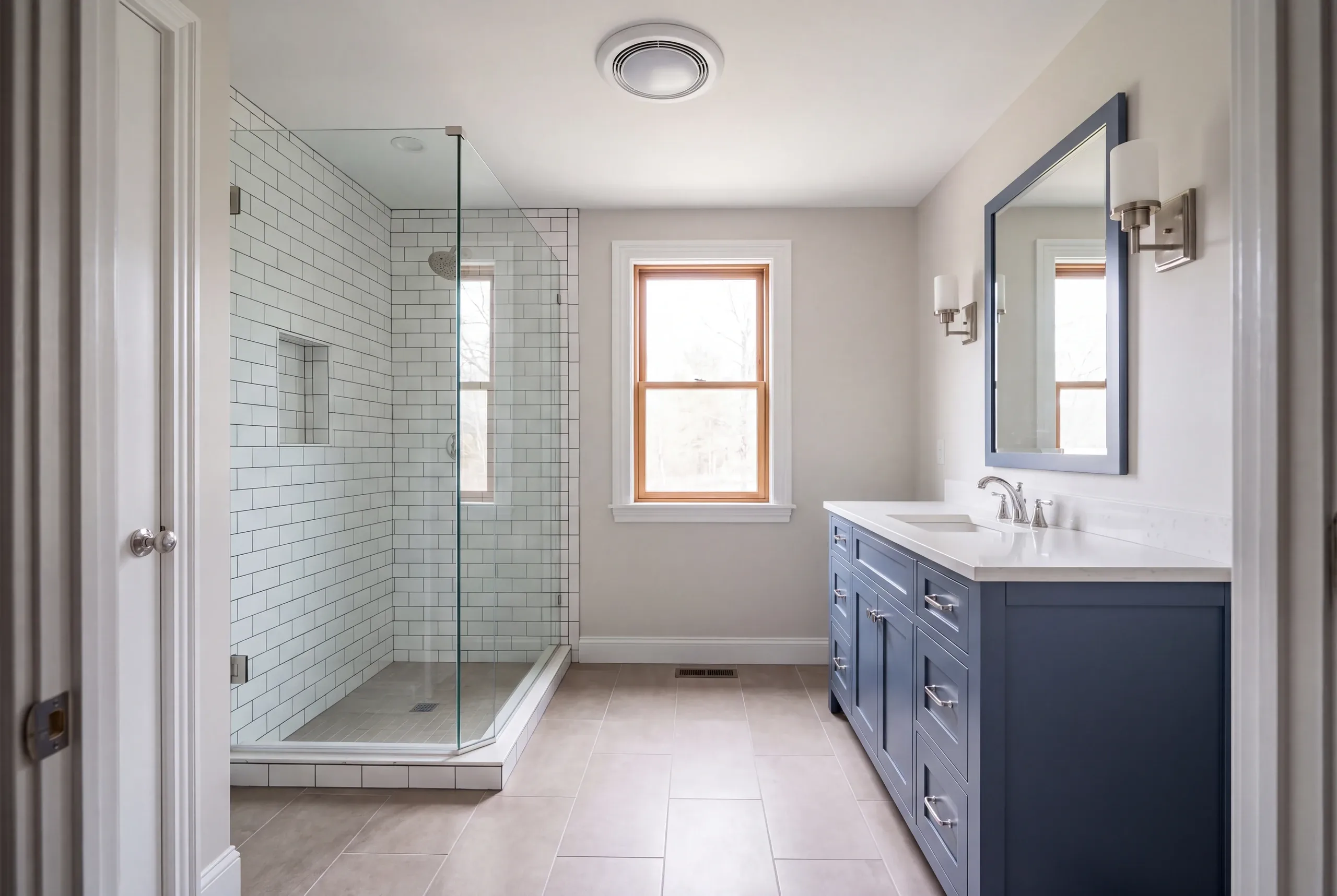 Bathroom remodeling Fairfield, ME project in a riverfront Victorian with new tile