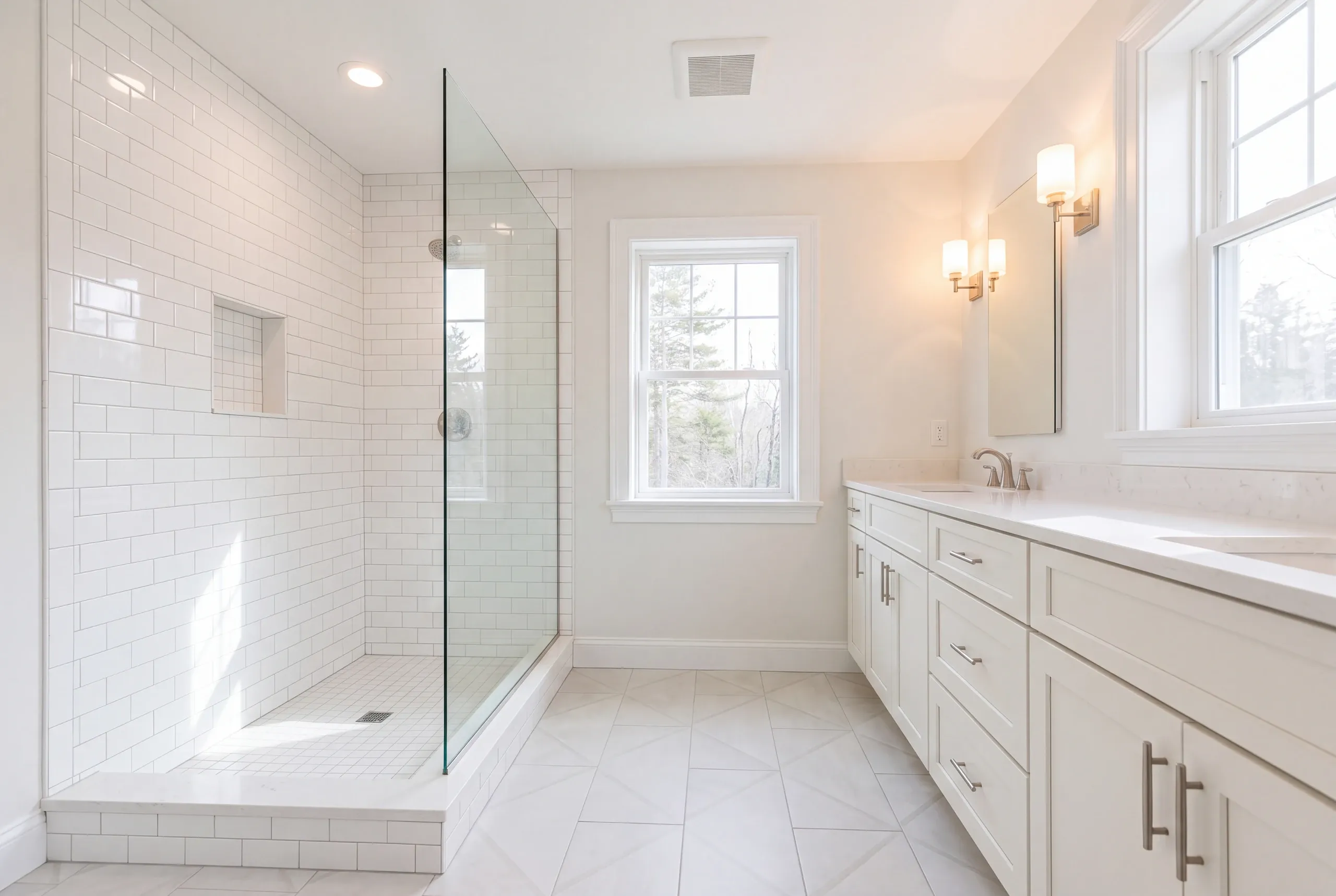 Bathroom remodeling Greene, ME project with new tile in a rural commuter home