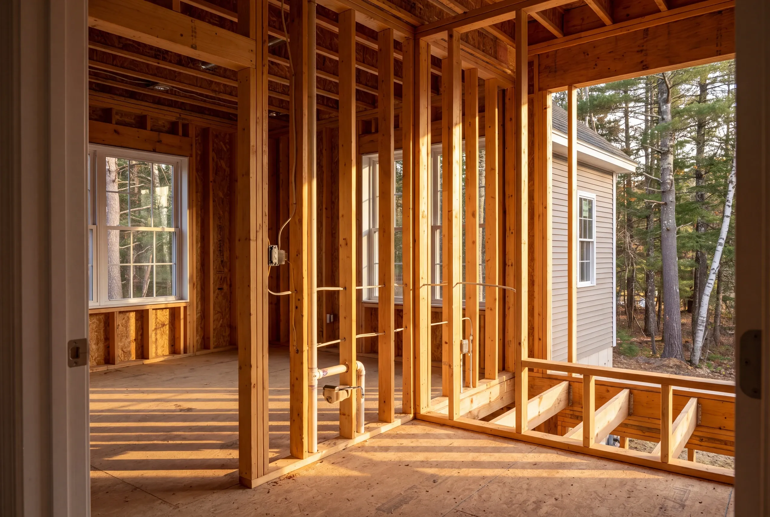 Mount Vernon village home with the bathroom taken back to framing