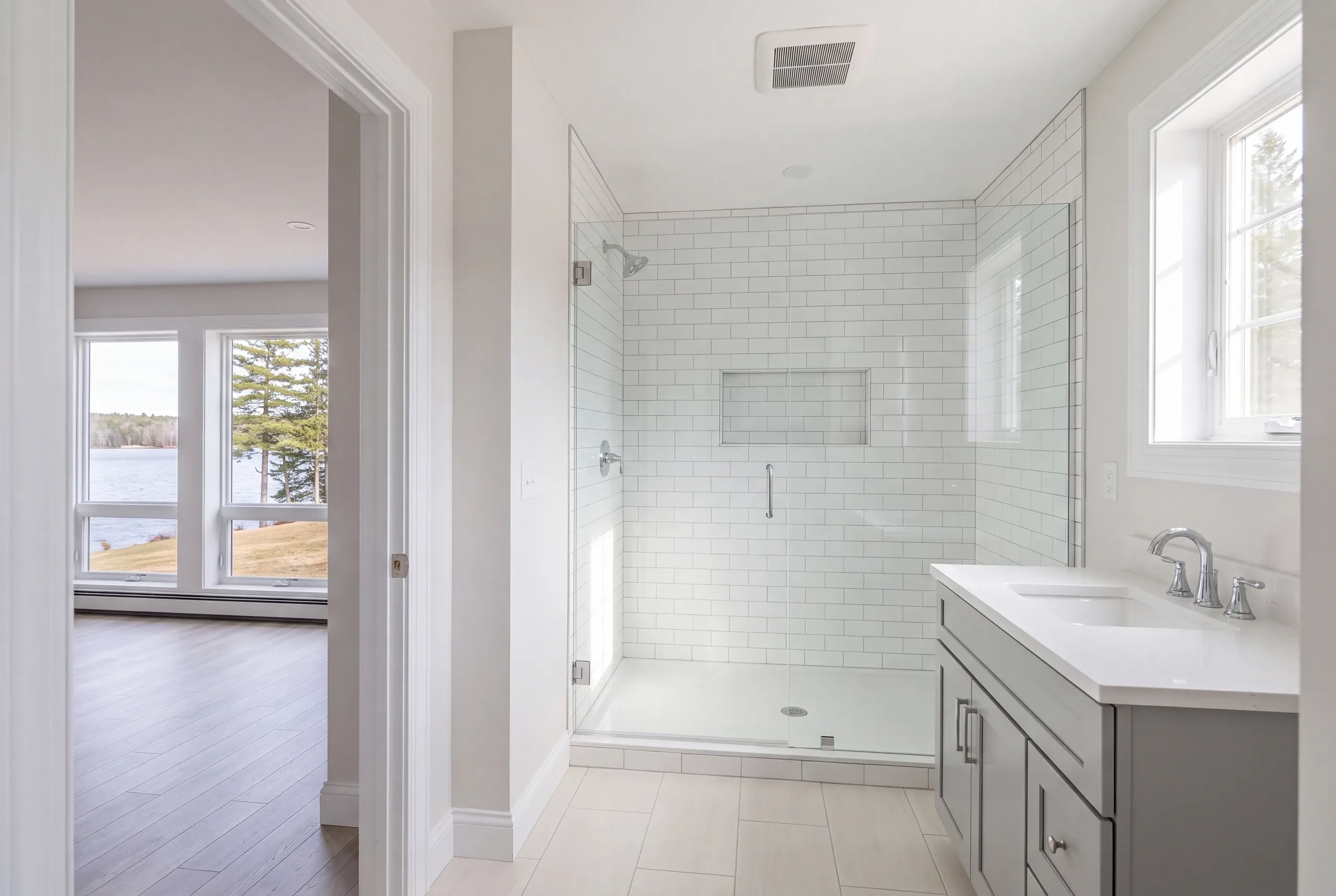 Messalonskee Lake frontage home in Sidney with a bathroom taken to the studs