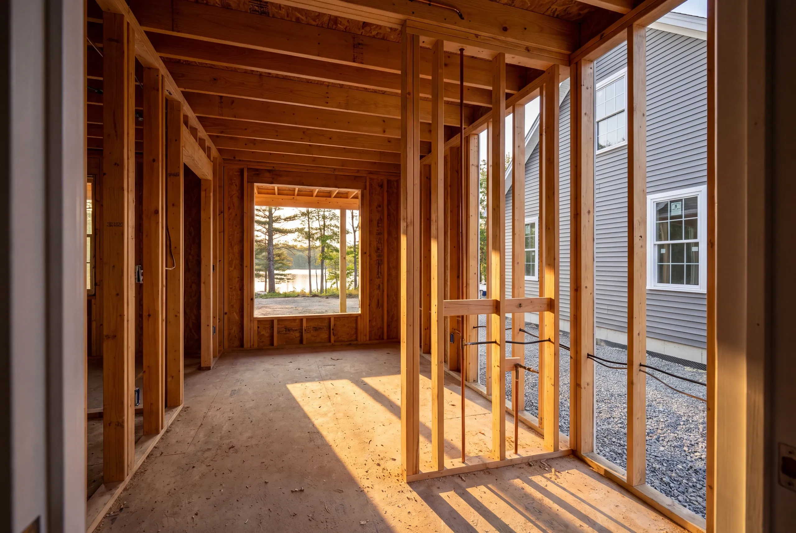 Webber Pond area home in Vassalboro with the bathroom taken back to framing
