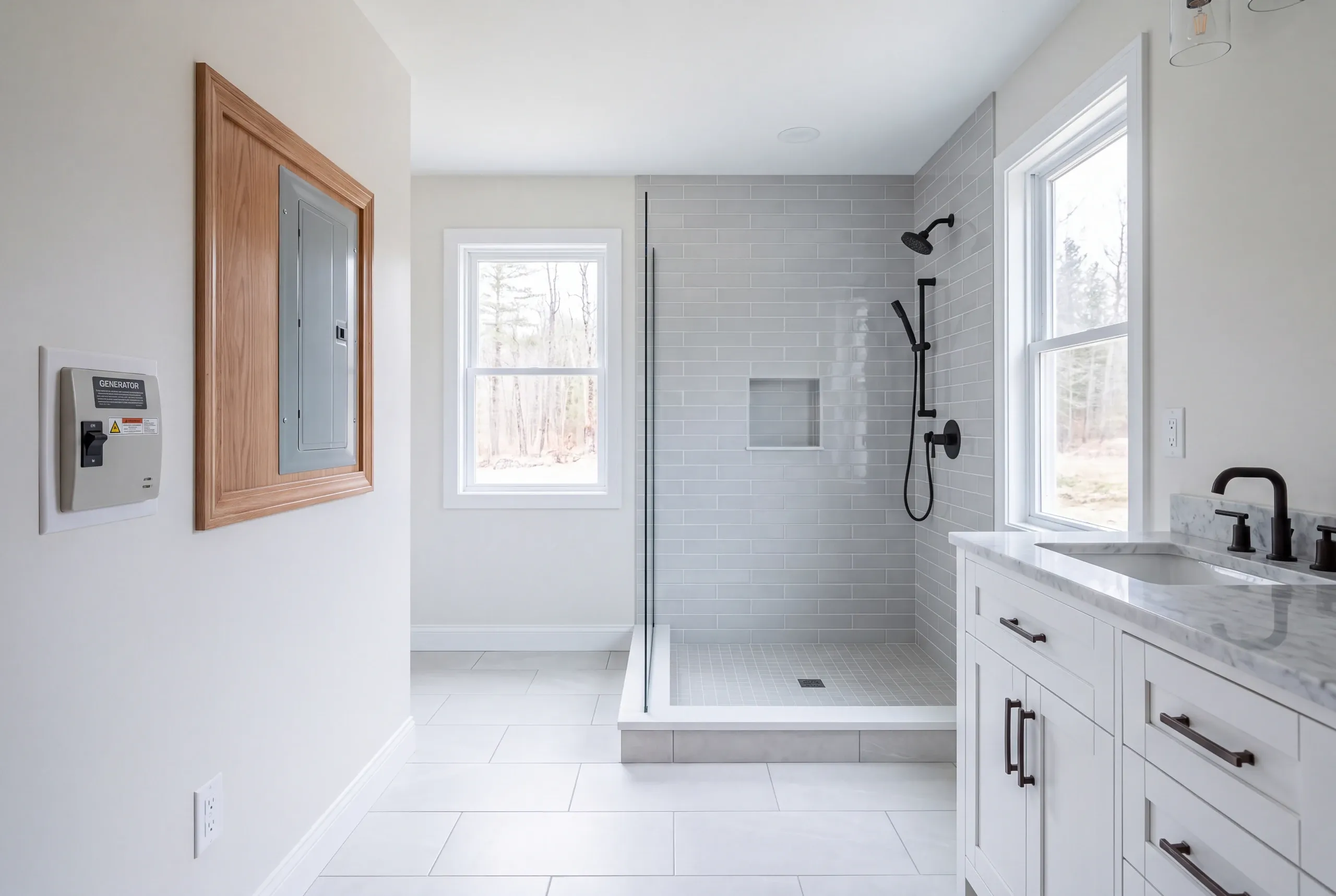 Generator transfer switch and panel reviewed during a Vienna bathroom project