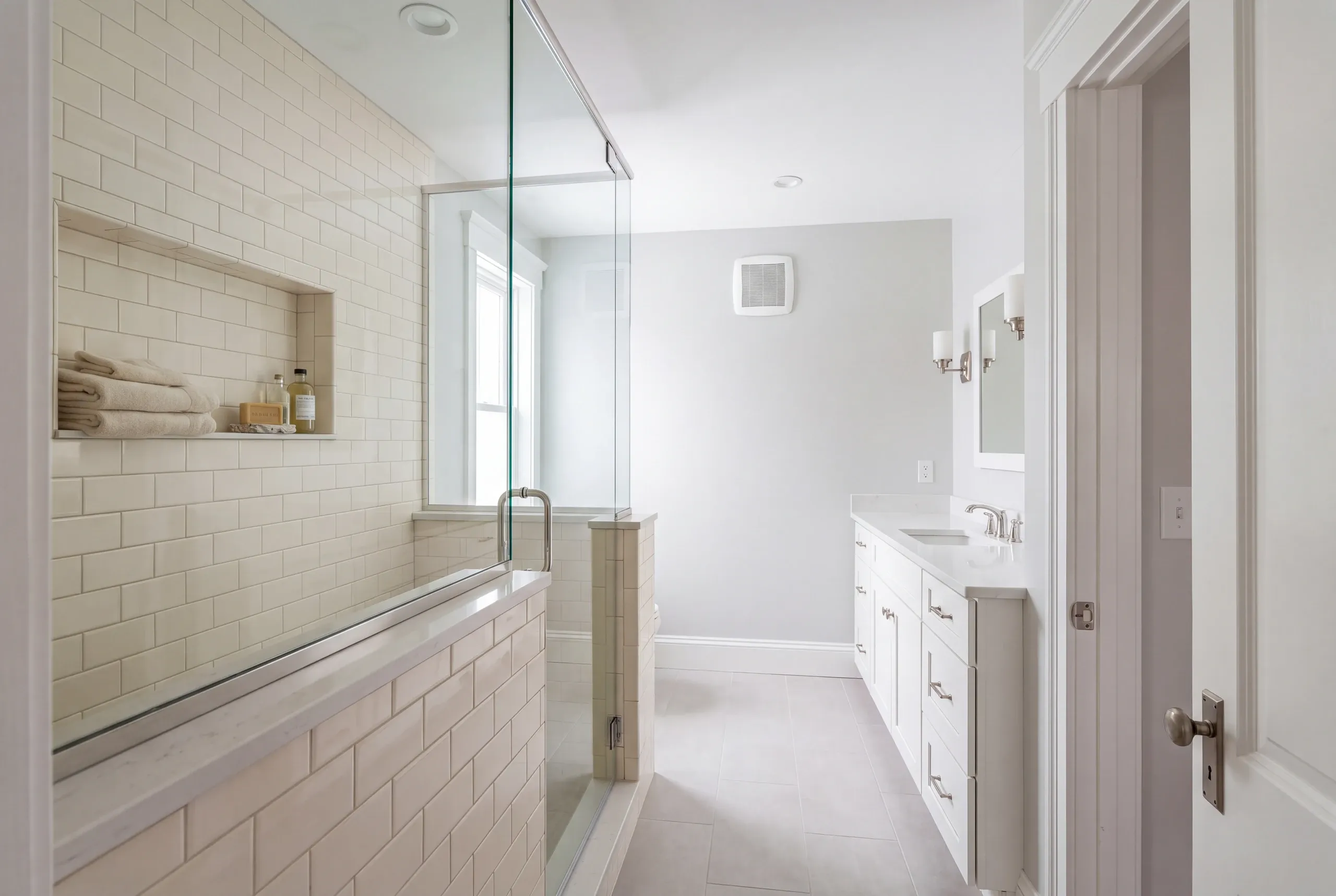 Bathroom remodeling Waterville, ME project in a Victorian home with a new tiled shower