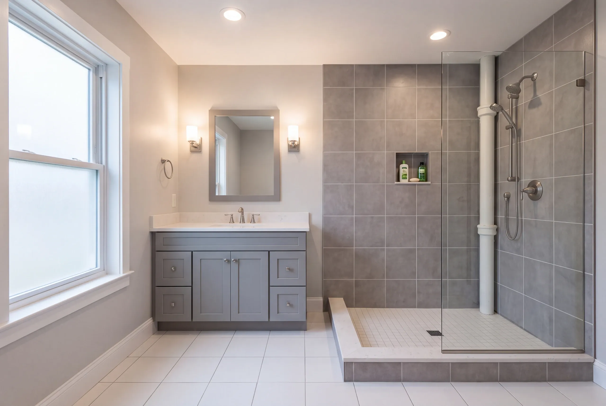 Cast iron waste line replaced during a Waterville mill-era bathroom renovation