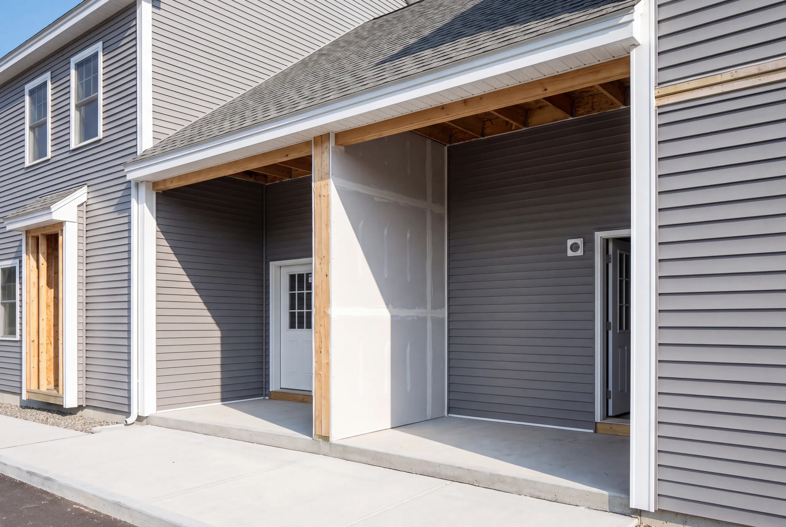 Fire-separation assembly detailed between units in an Augusta quadplex