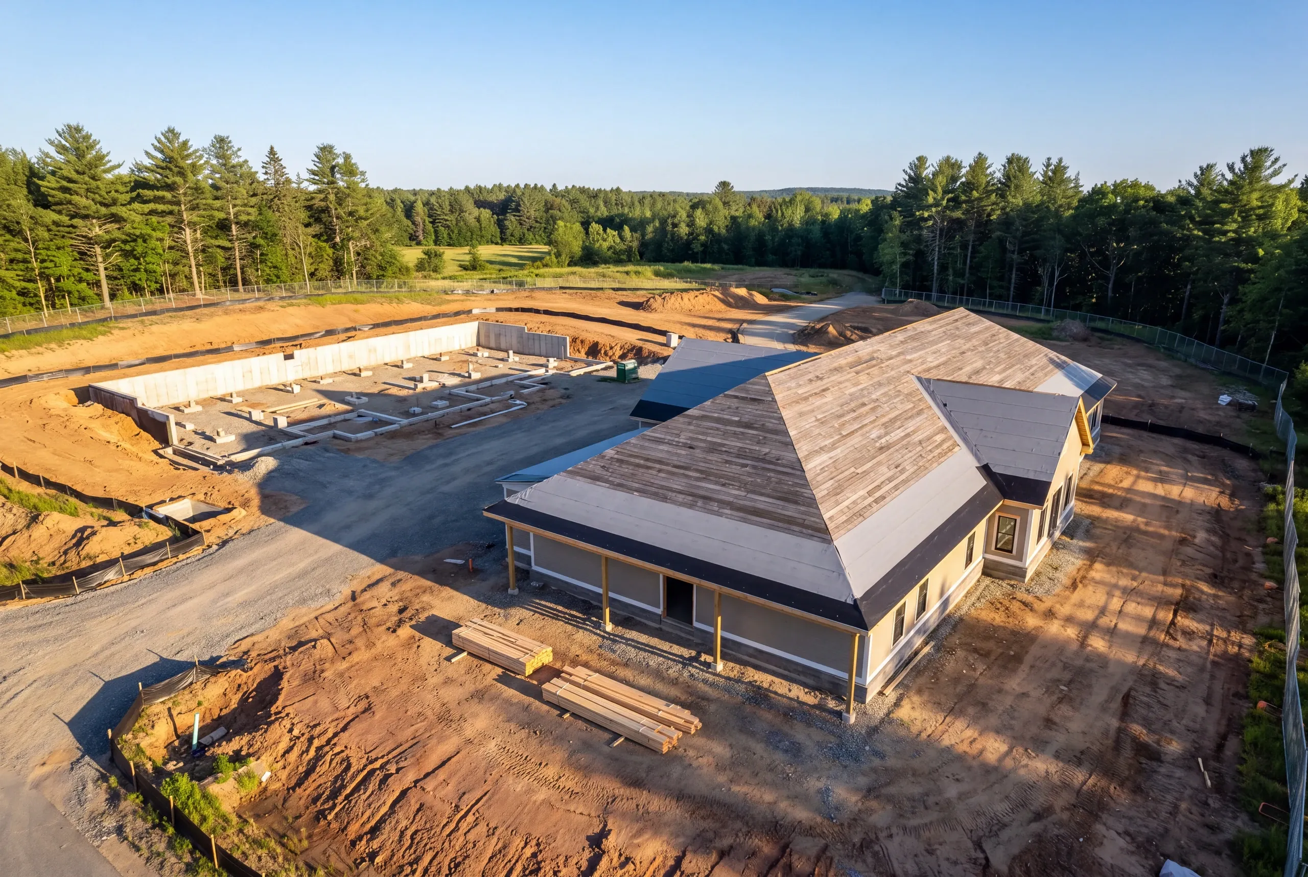 Stormwater controls installed across a multi-building Augusta development site
