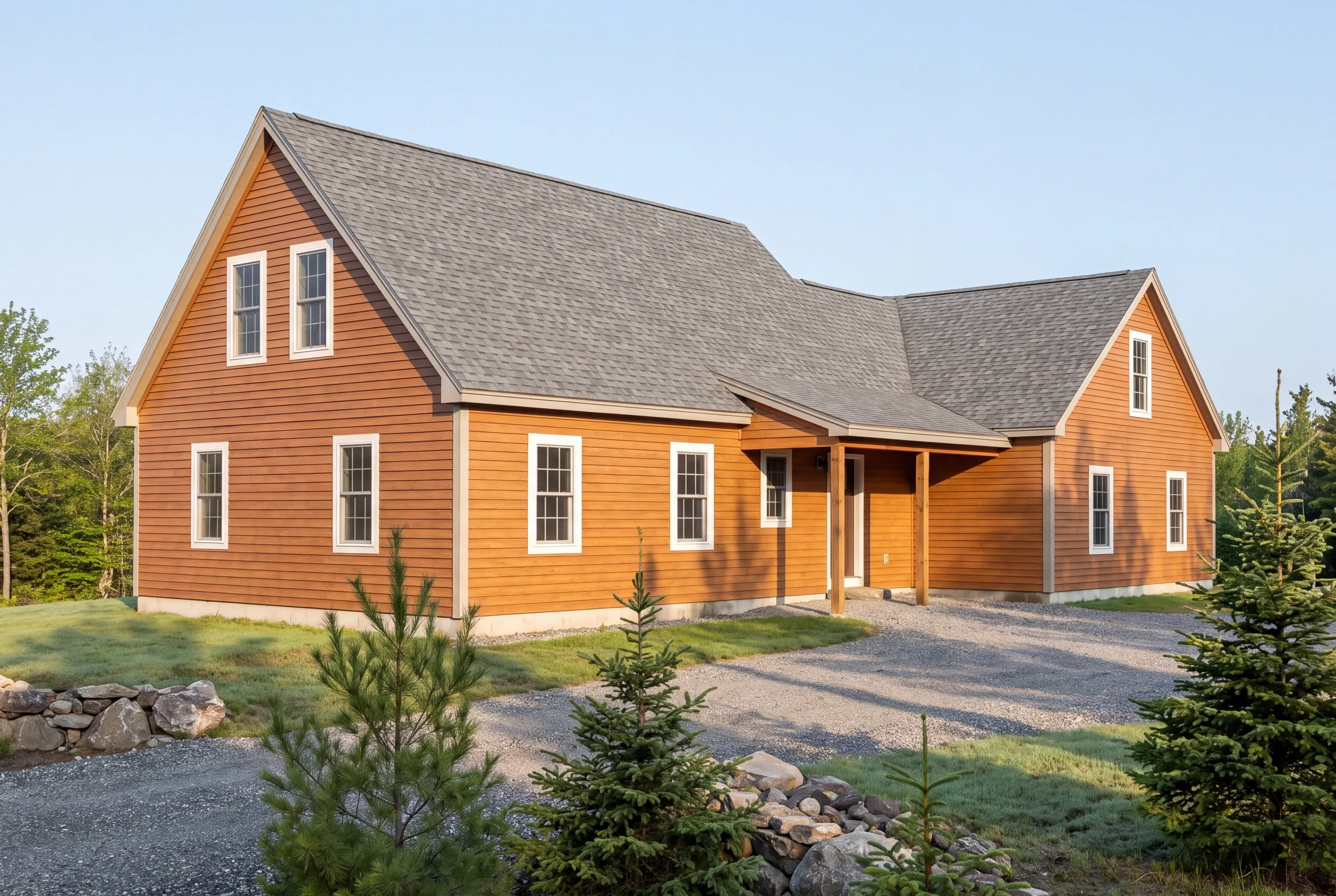 Simple traditional interior with wide trim in a newly built Alna home