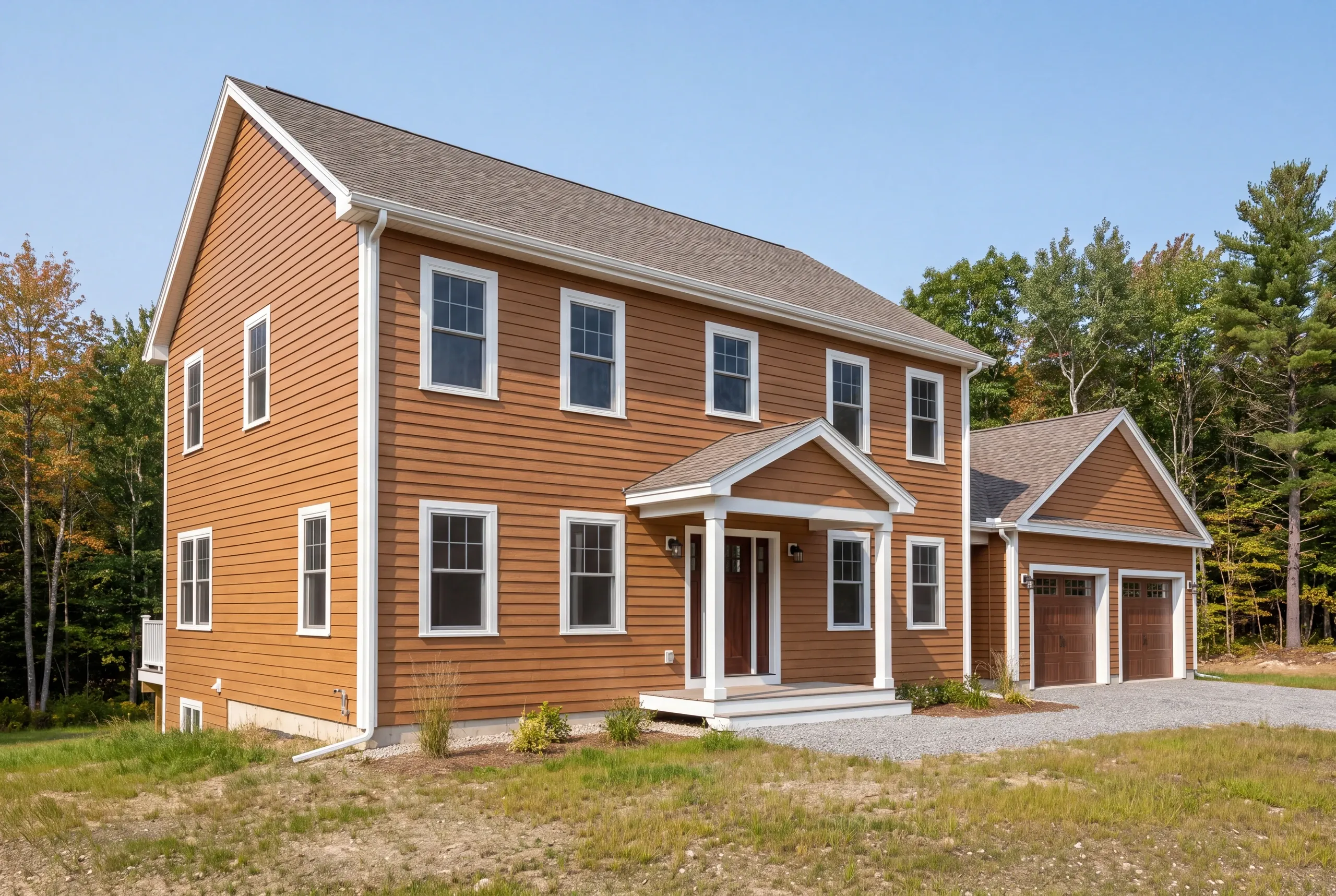 Completed new home with attached garage on rural acreage in Auburn