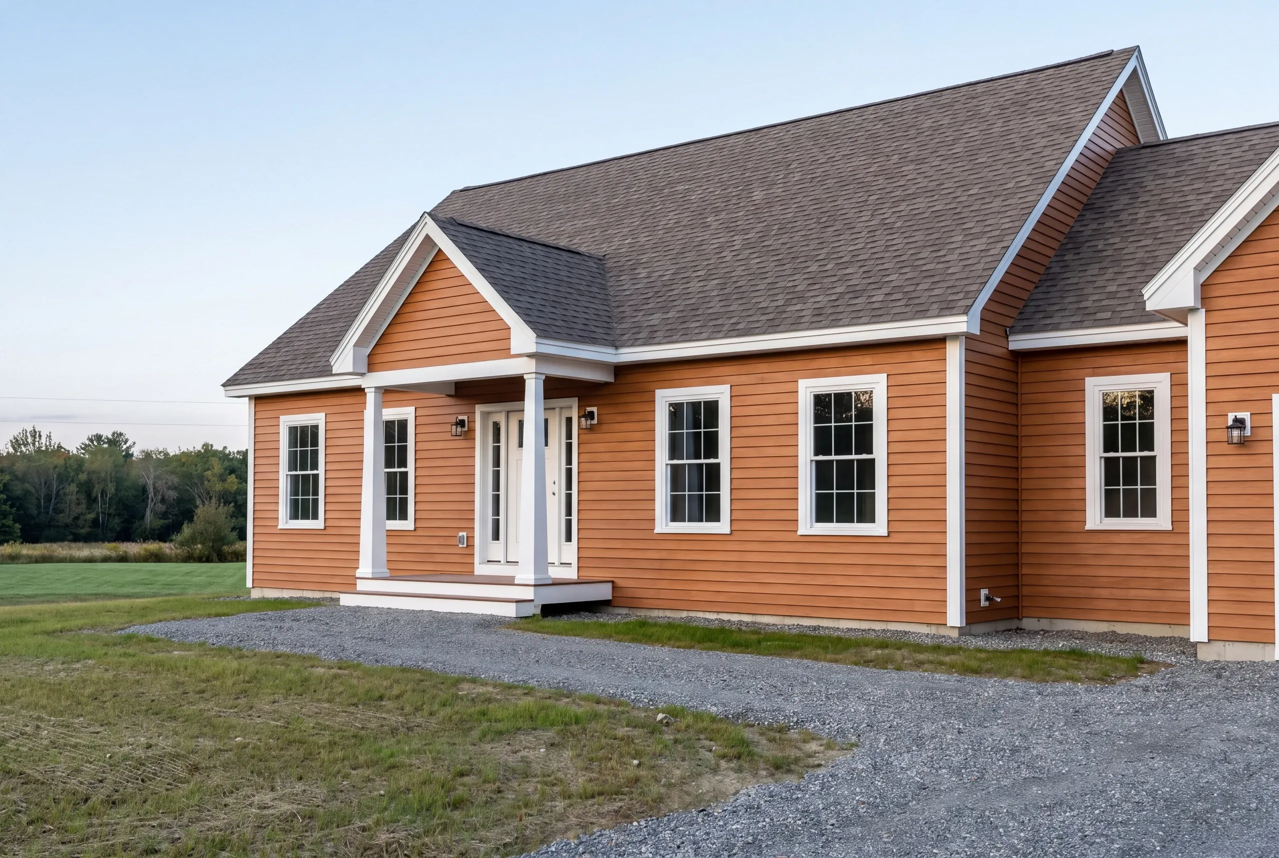 Finished custom home in Augusta, Maine, wide view