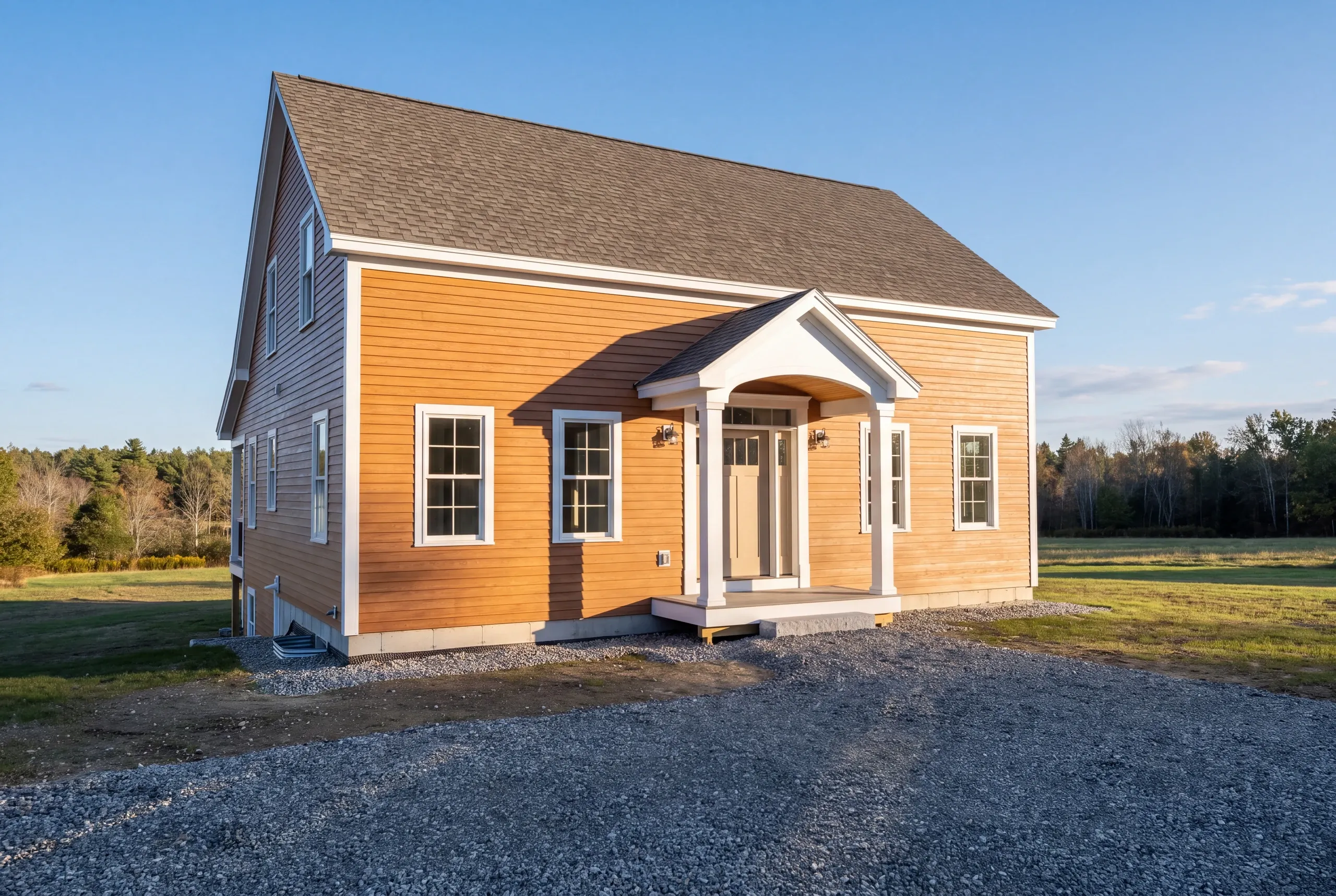 Foundation and drainage work on a coastal-margin building lot in Brunswick, Maine