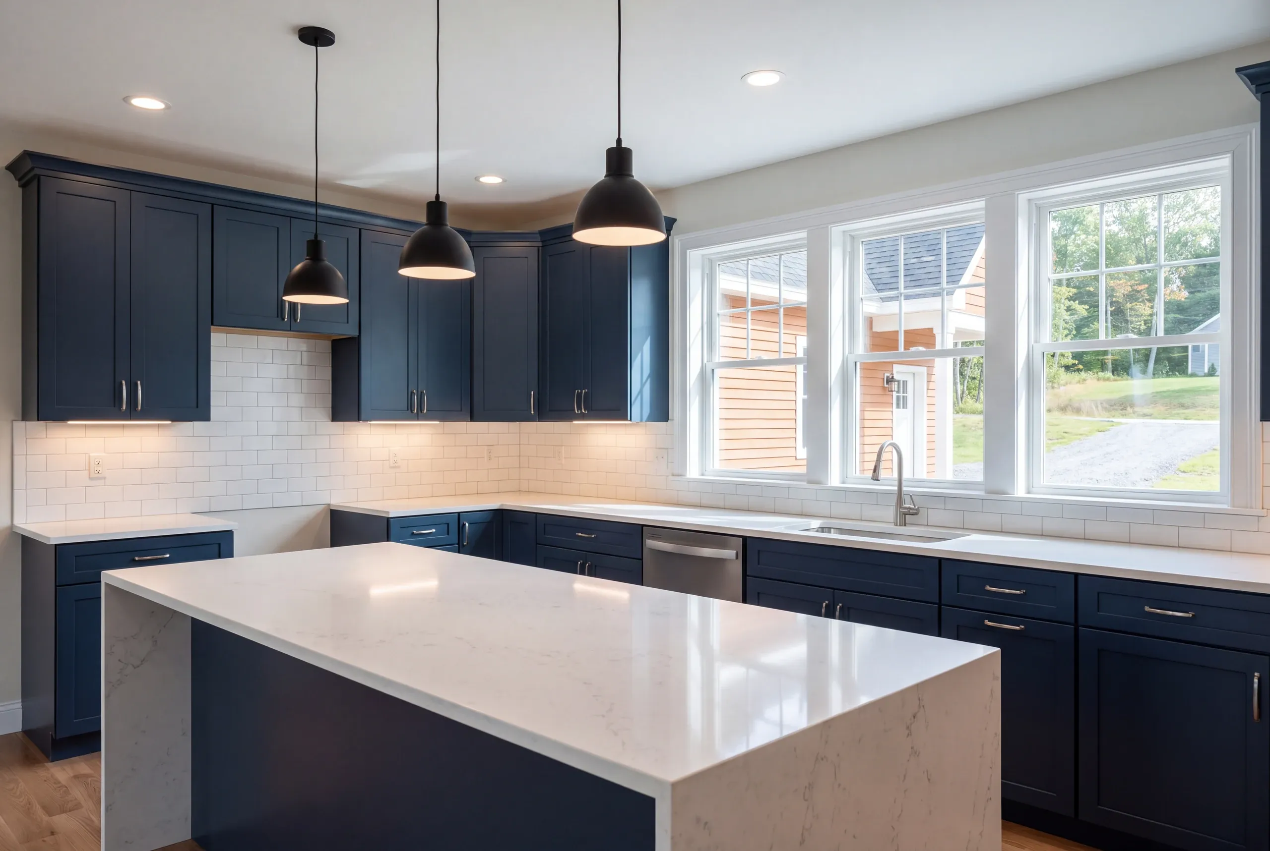 Traditional kitchen with painted cabinetry in a newly built Brunswick home