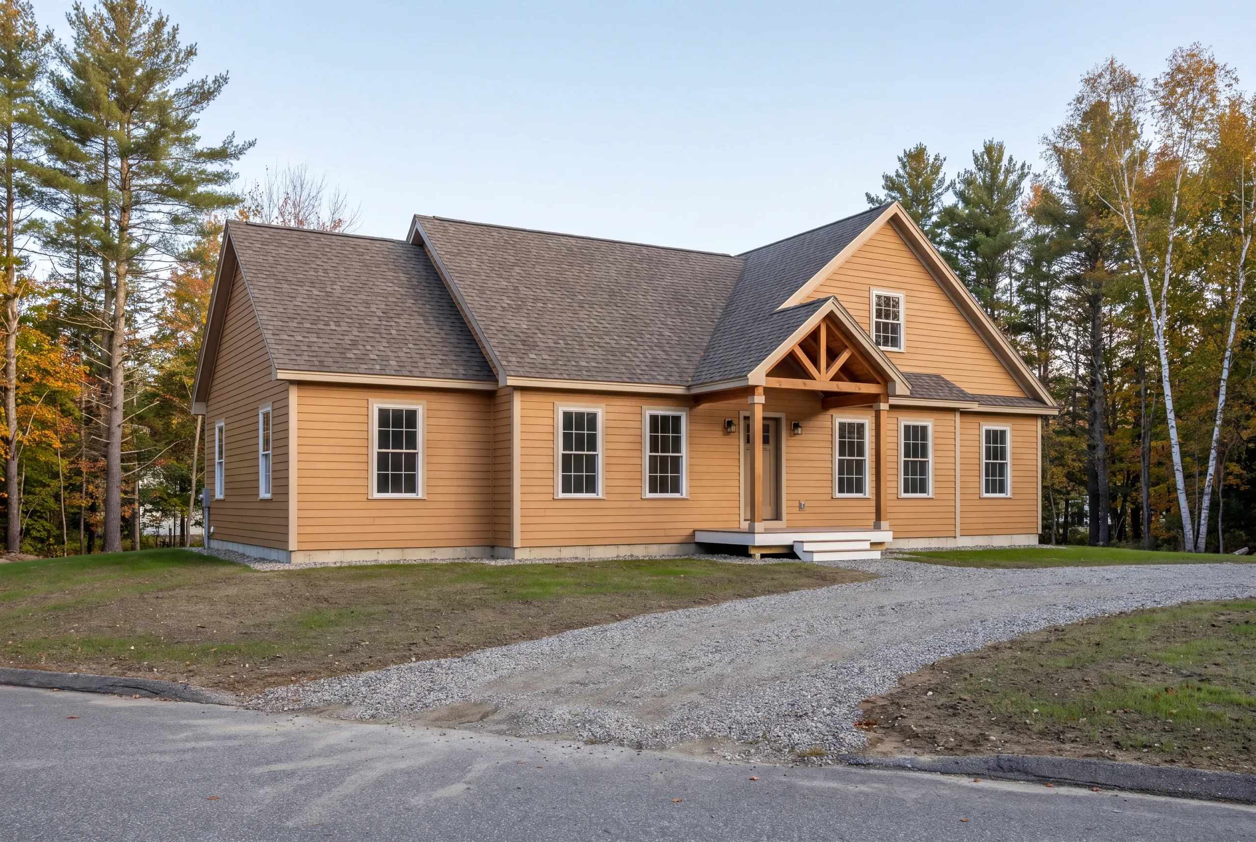Finished new home with covered porch on the outskirts of Lewiston