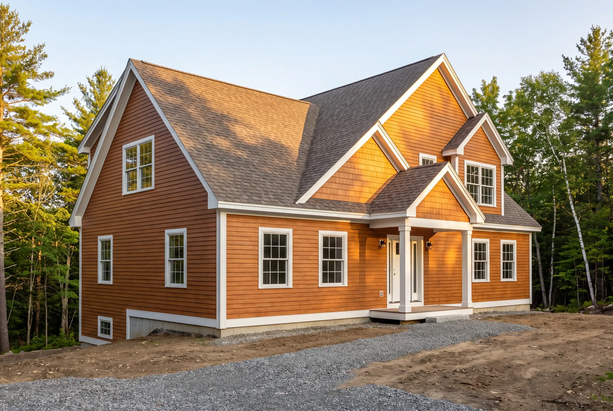 Finished year-round house with steep metal roof on a Mt. Vernon hillside