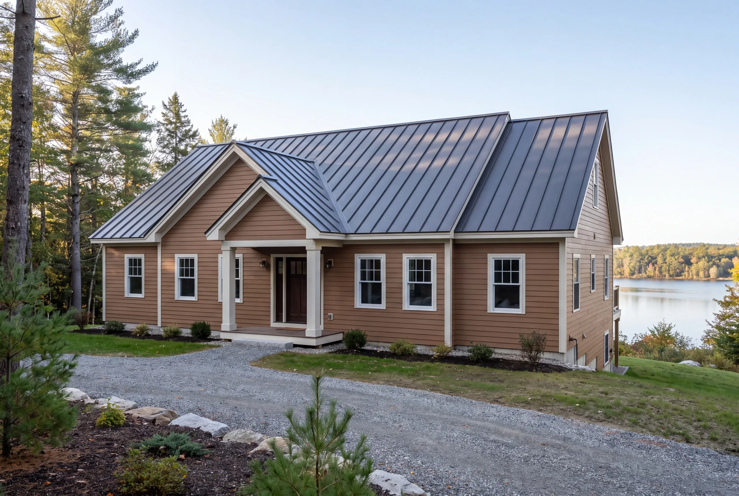Finished year-round home with metal roof overlooking Snow Pond in Oakland
