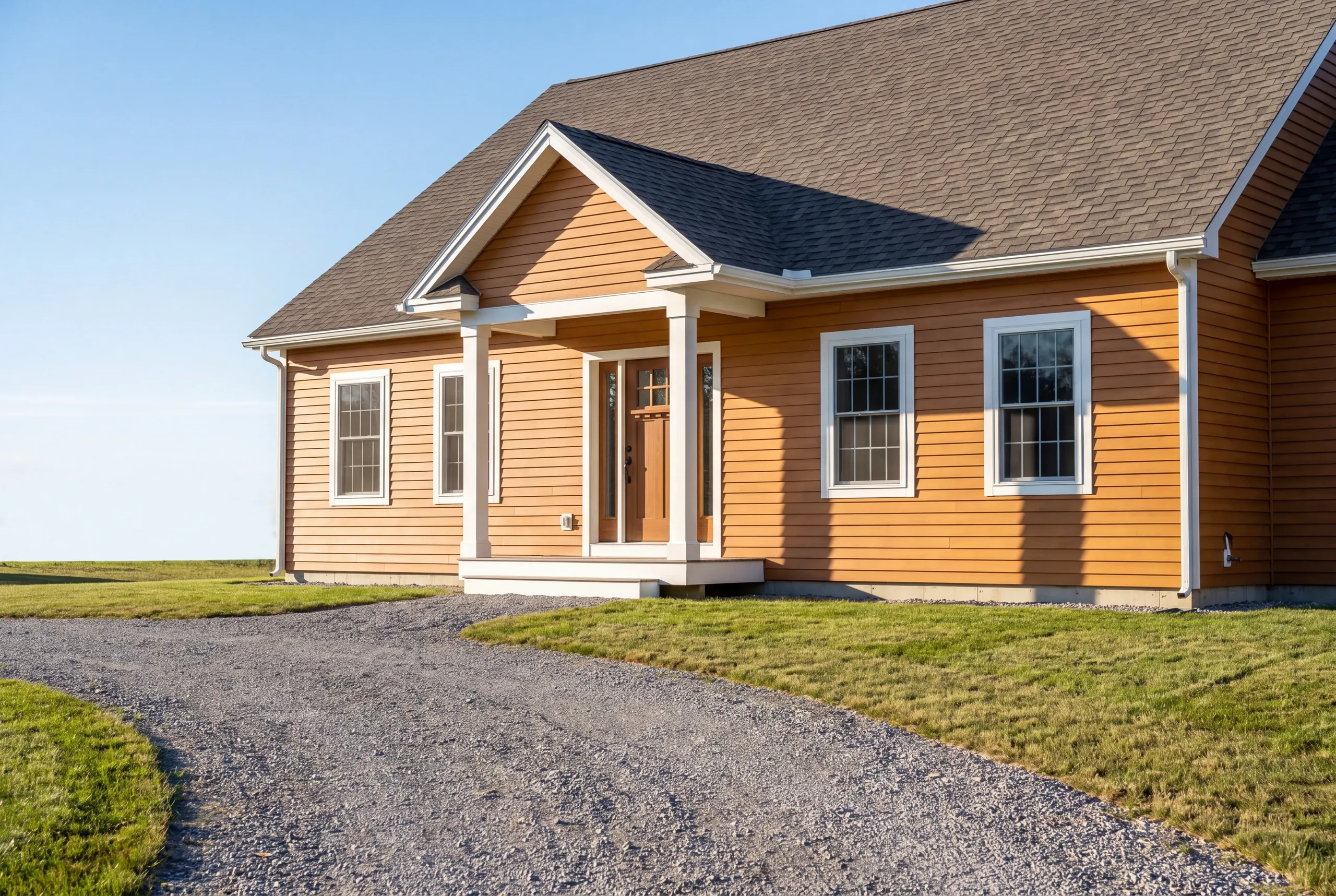 Finished custom home in Vassalboro, Maine, wide view