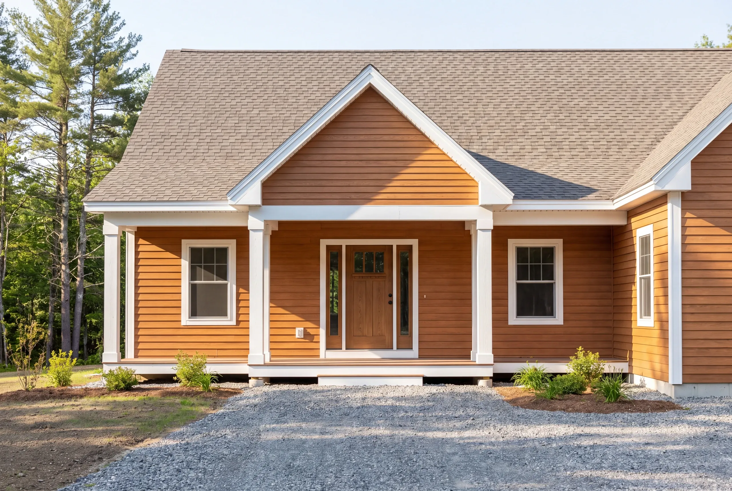 Finished front entry and covered porch of a new Vienna home