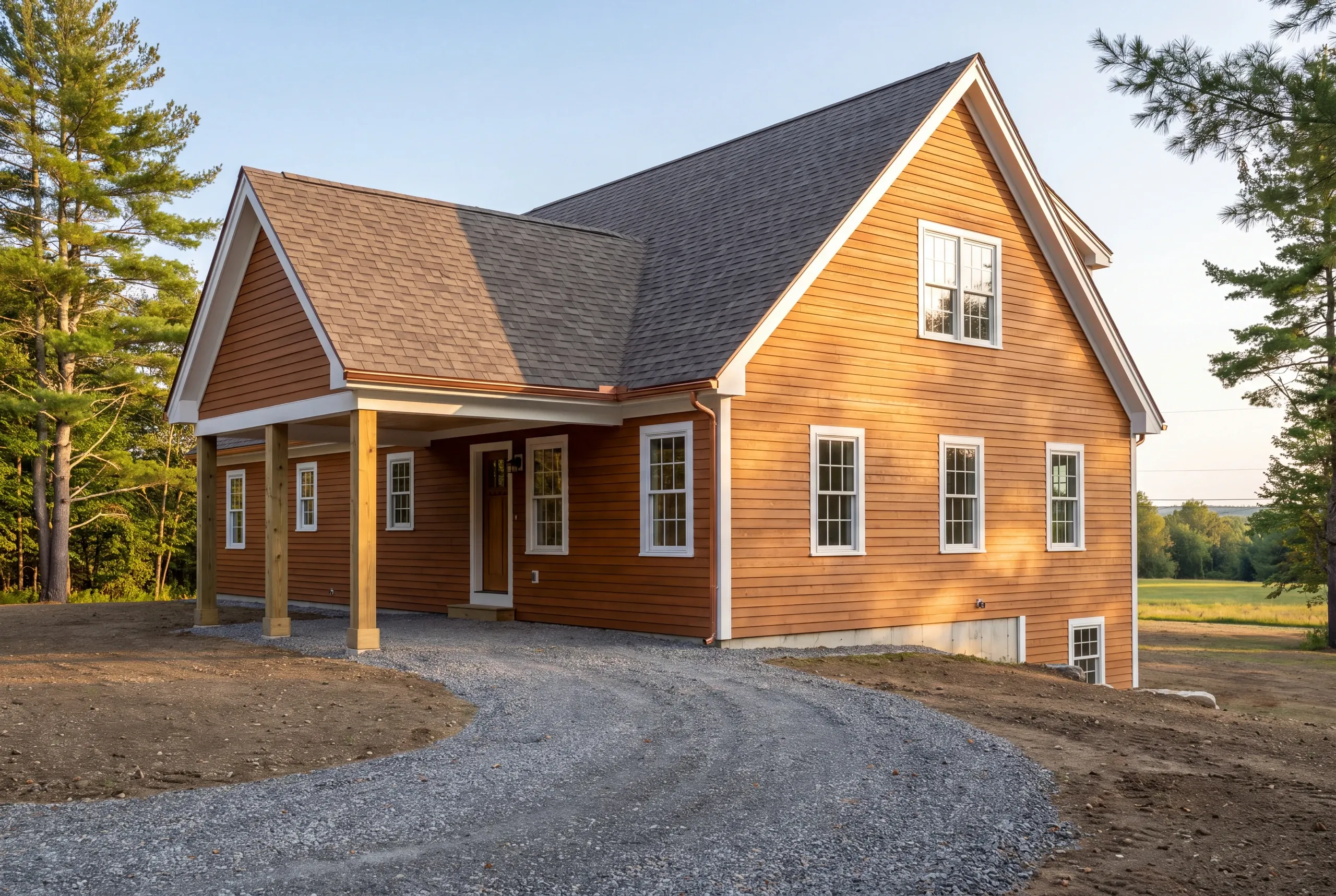 Mudroom and open kitchen in a newly finished Windsor farmhouse
