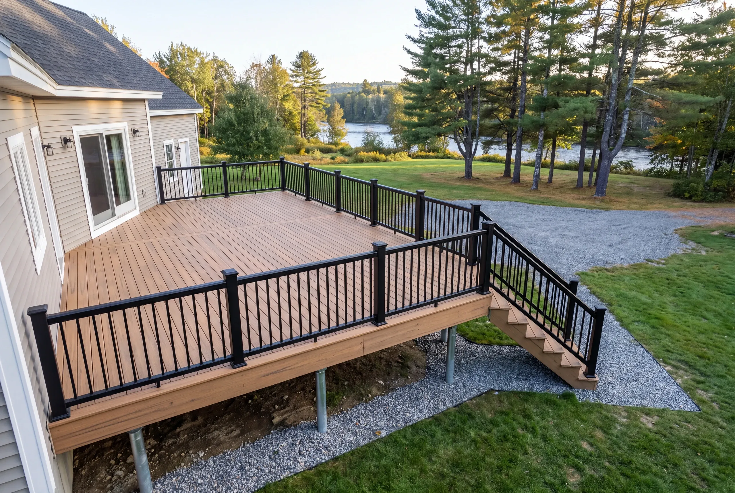 Builder marking a deck layout at the back of a Fairfield home