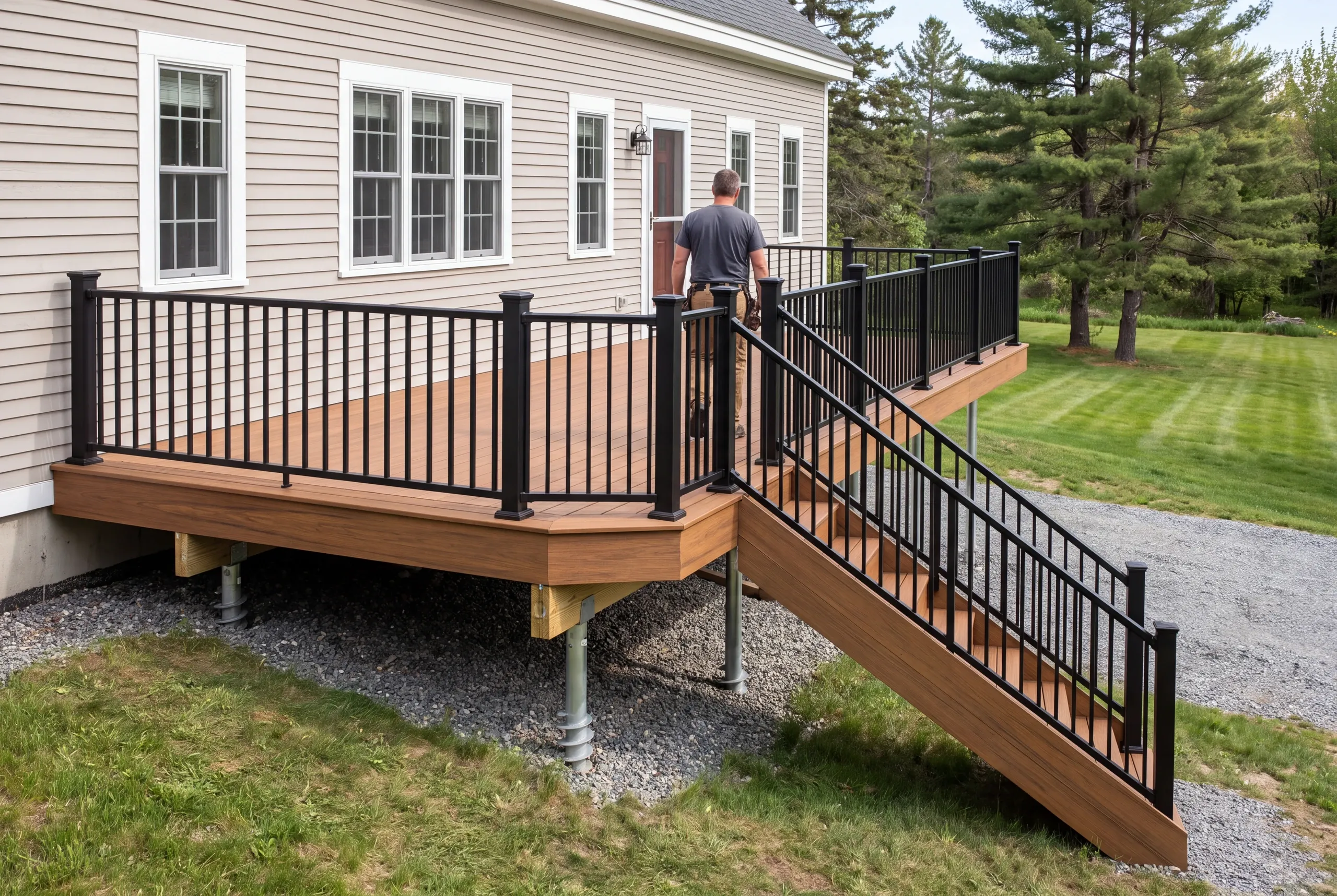 Builder checking a steep driveway approach at a Farmington job site