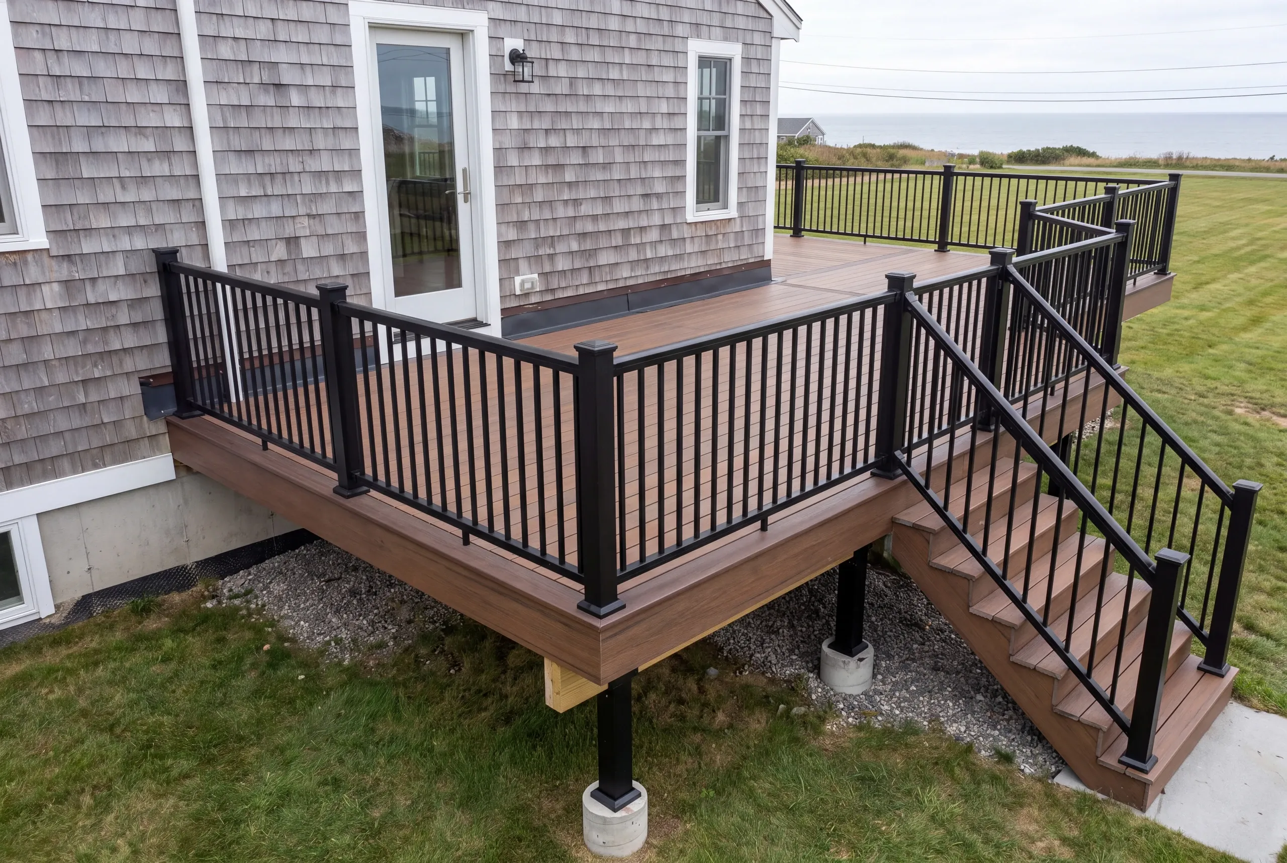 Ledger flashing detail where a deck attaches to a house