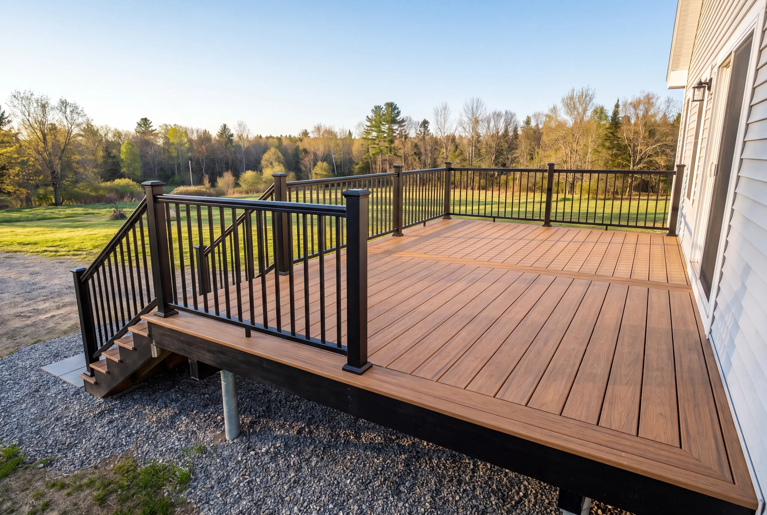 Builder walking a Branch Mills property with a homeowner before a deck build