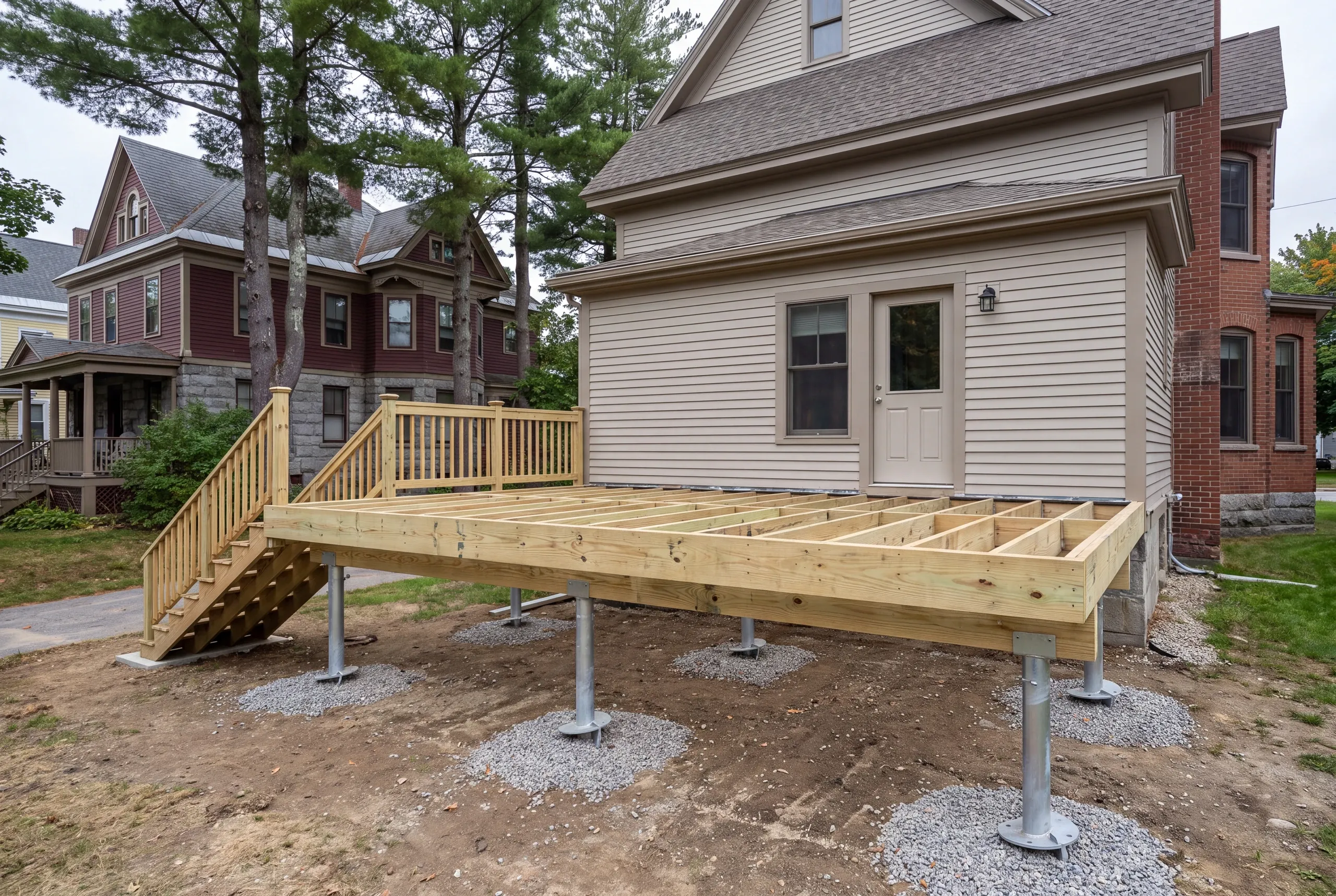Helical pile installed to four feet behind a Waterville home before framing
