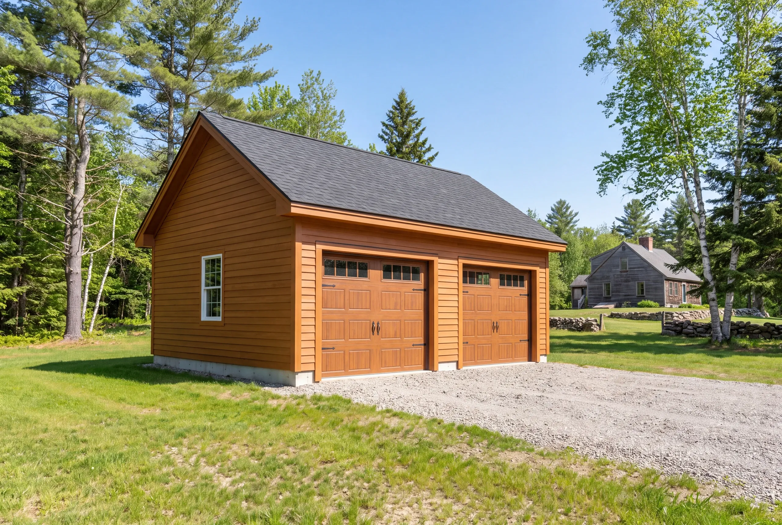 Frost wall poured for a new garage on a historic property in Alna, Maine