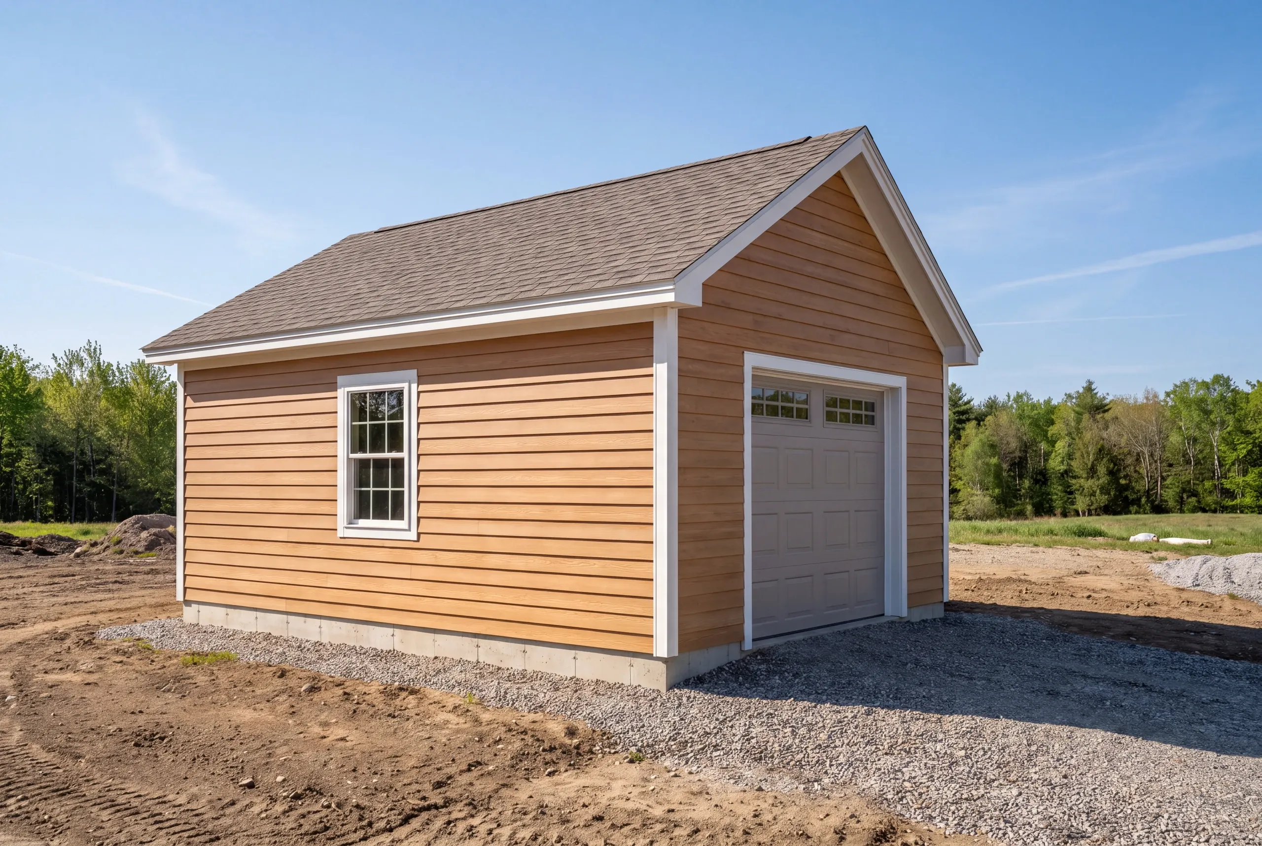 Frost wall forms set below four feet for a detached garage foundation in Augusta