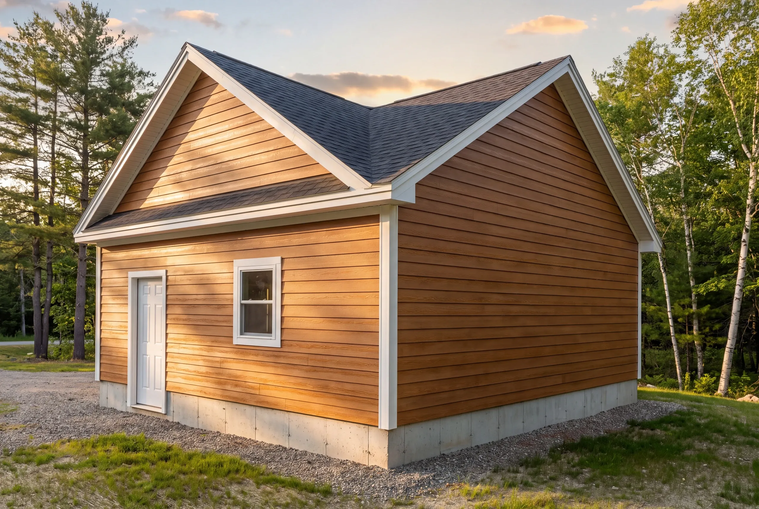 Builder staking a garage footprint against a property line in Augusta