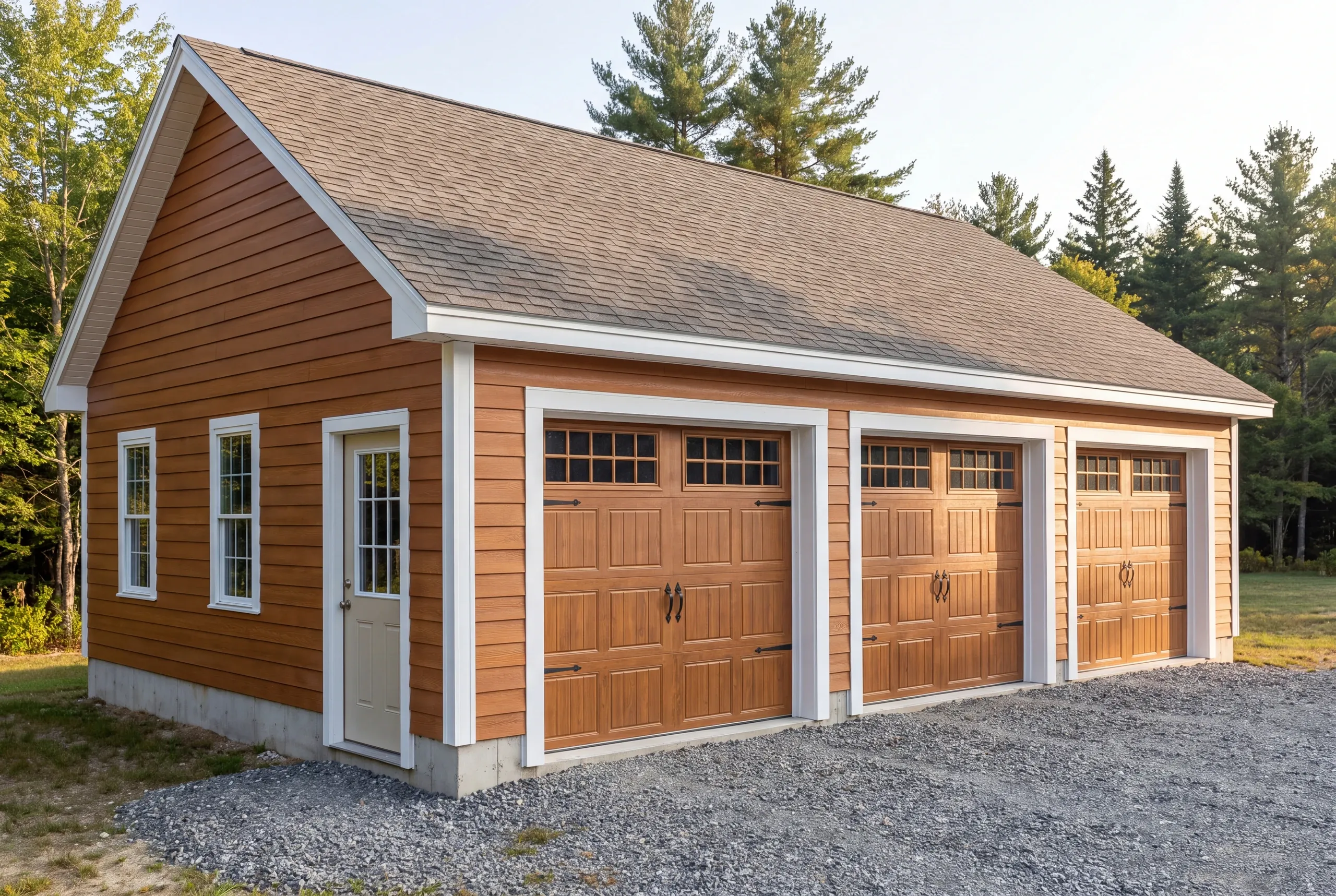Carriage-style overhead door chosen to match a Gardiner Common historic district house