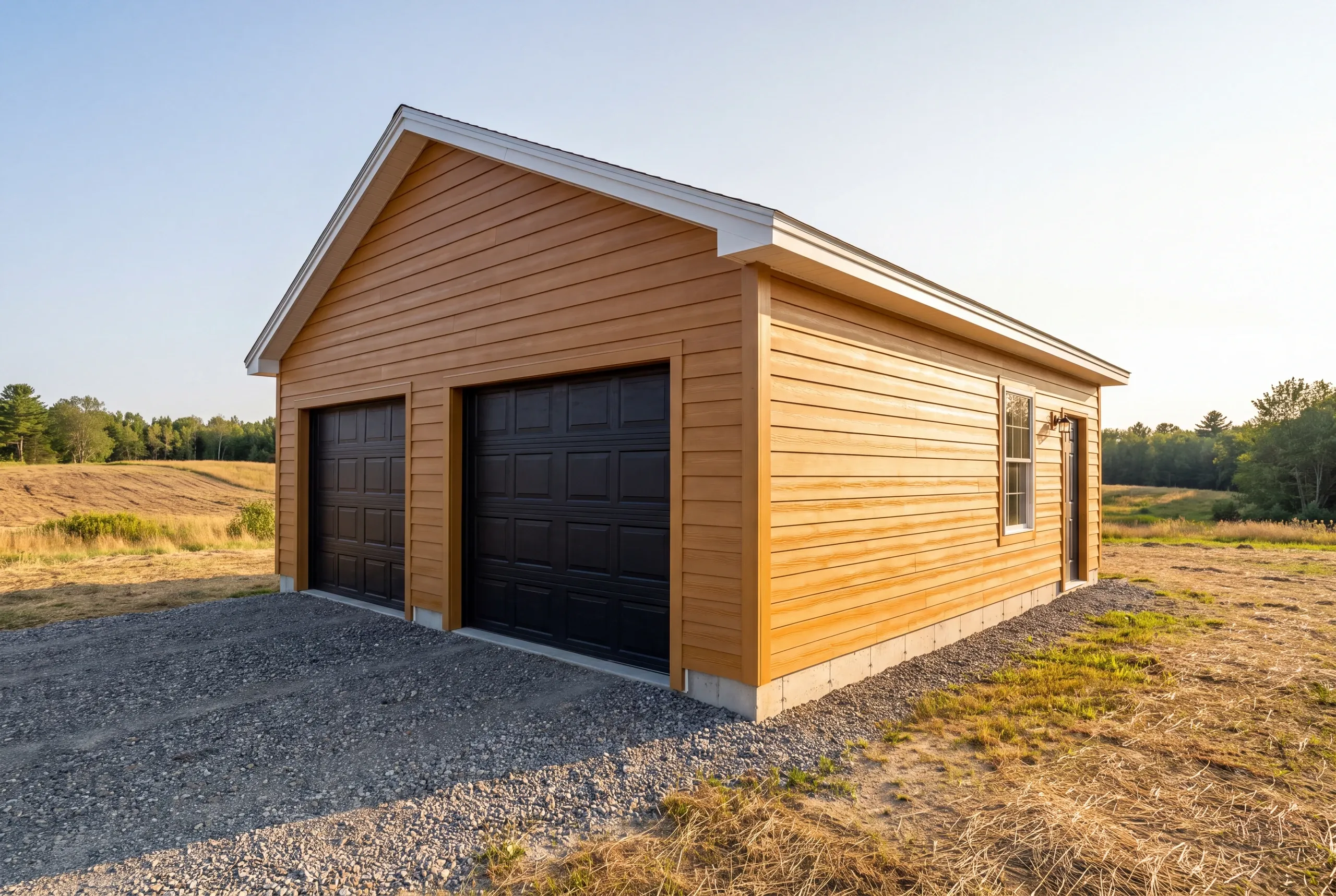 Material staged easily on an open Greene lot during a garage build