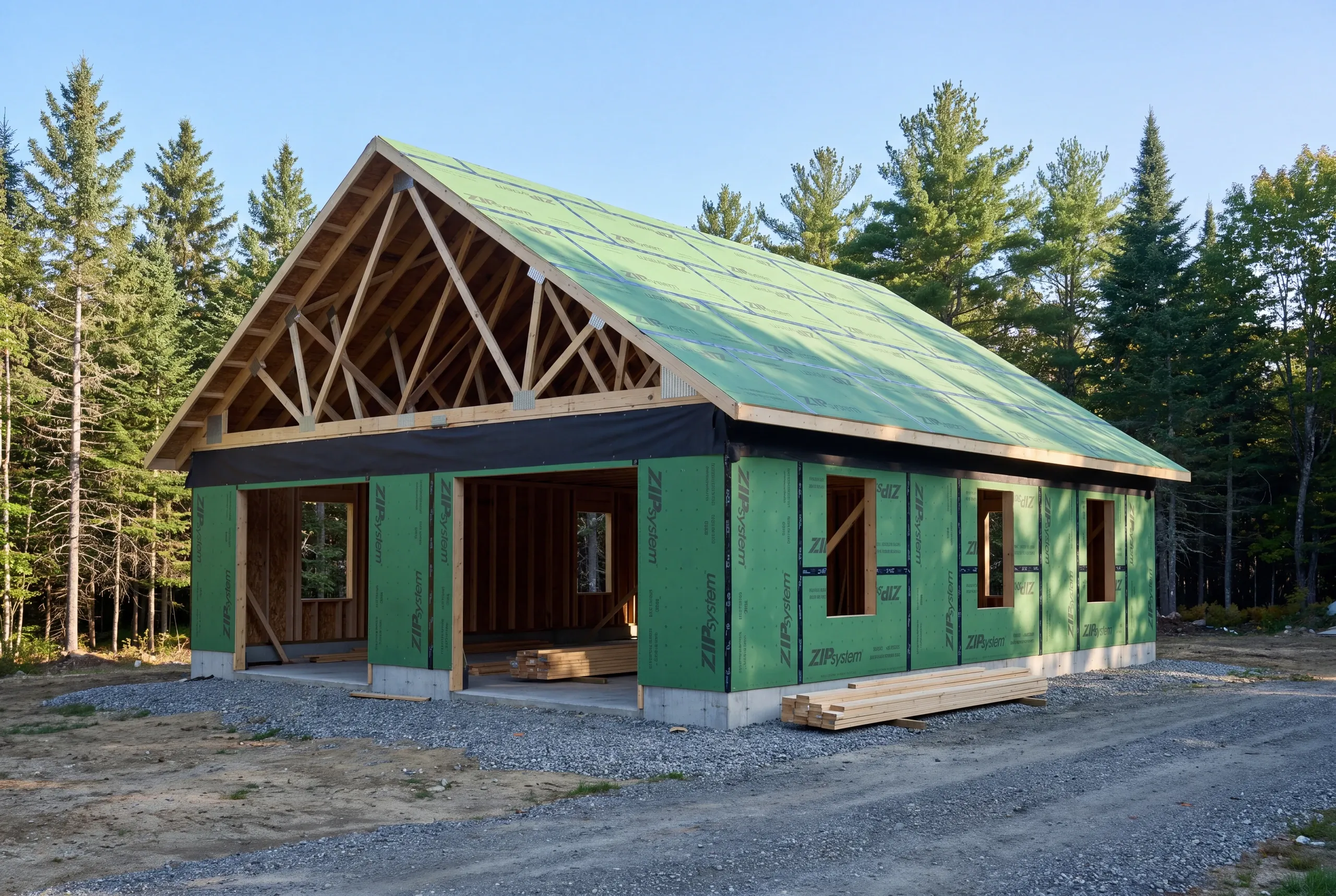 Trusses tied down with structural connectors on a Mt Vernon garage