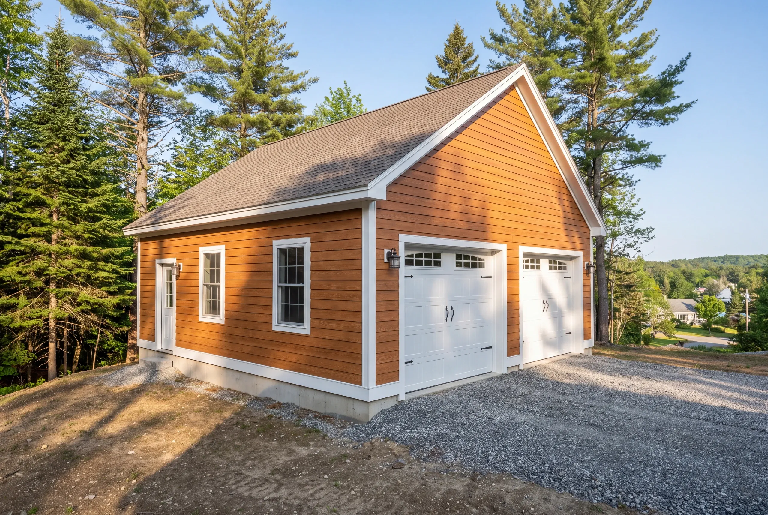 Finished detached garage on a hillside property near Minnehonk Lake in Mt Vernon