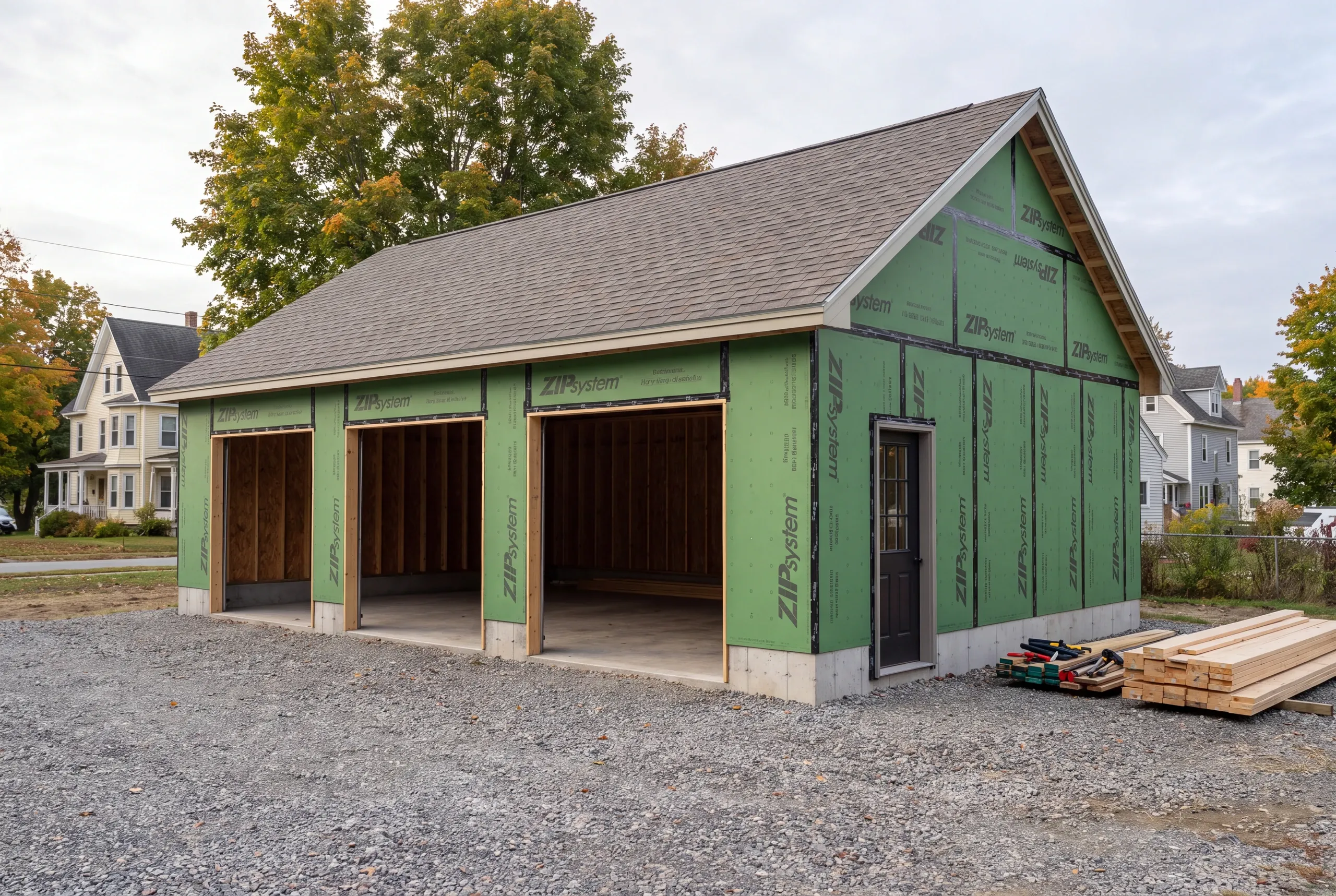 Insulated steel overhead door installed on a new Waterville garage