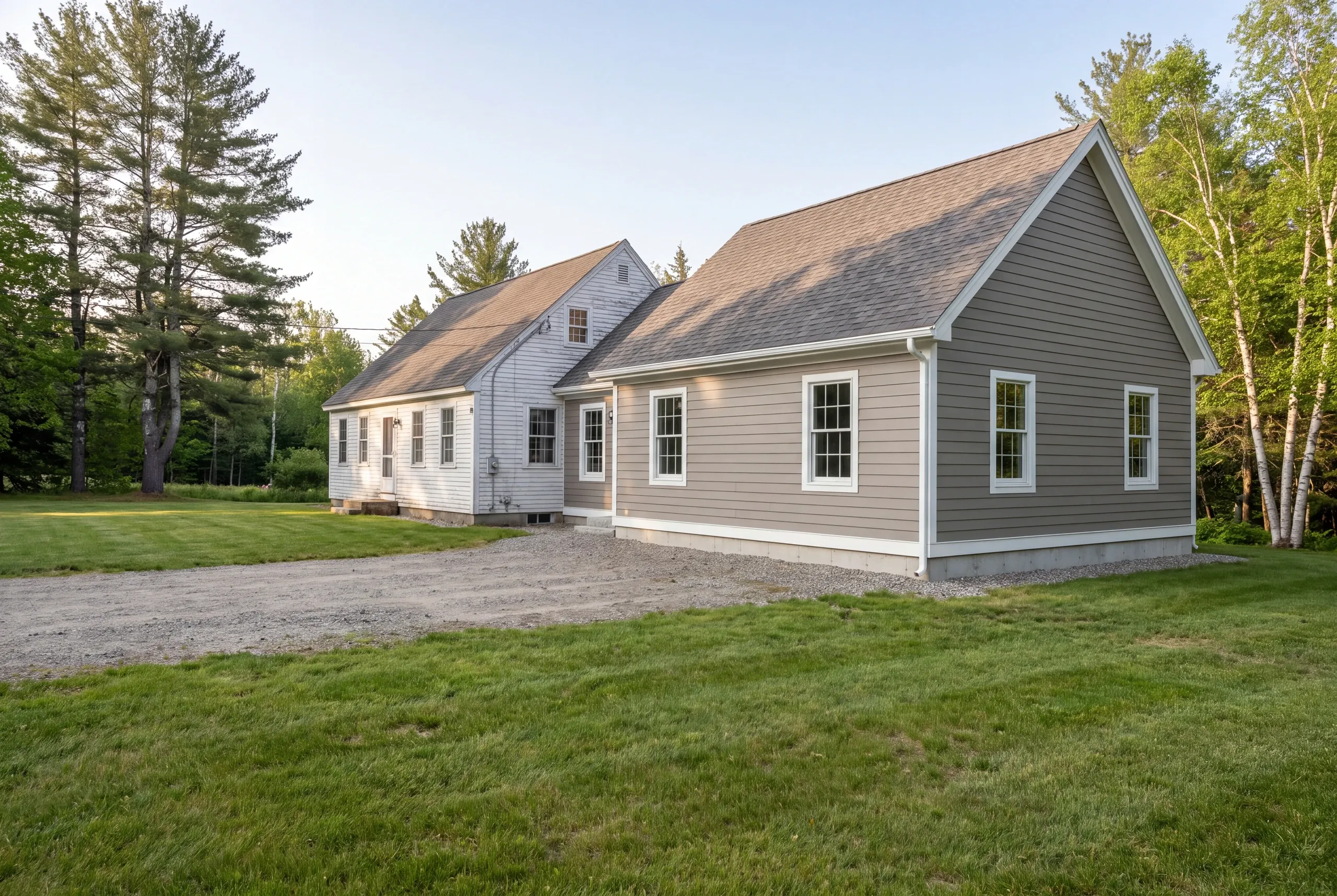Finished addition on a Belgrade, Maine home, wide view