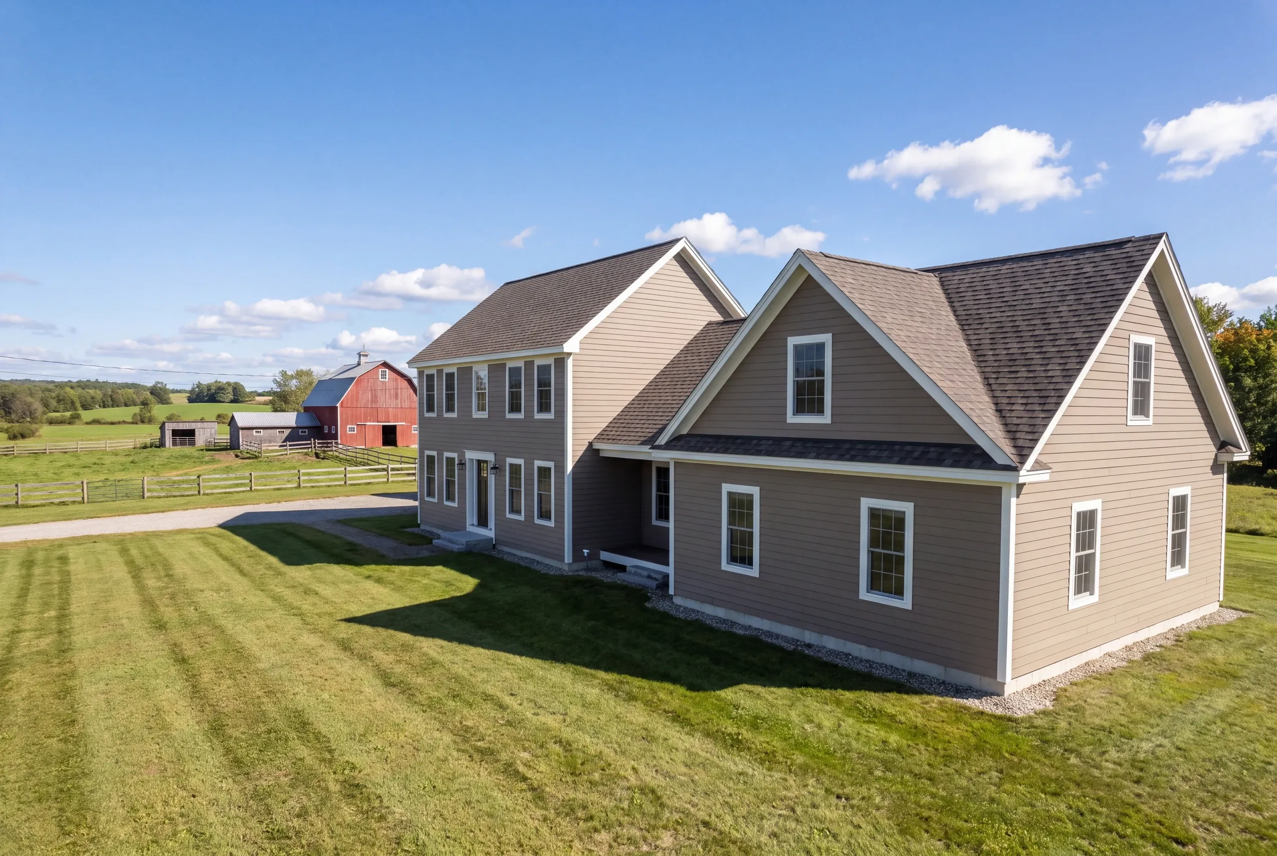 Finished addition on a Clinton, Maine home, wide view