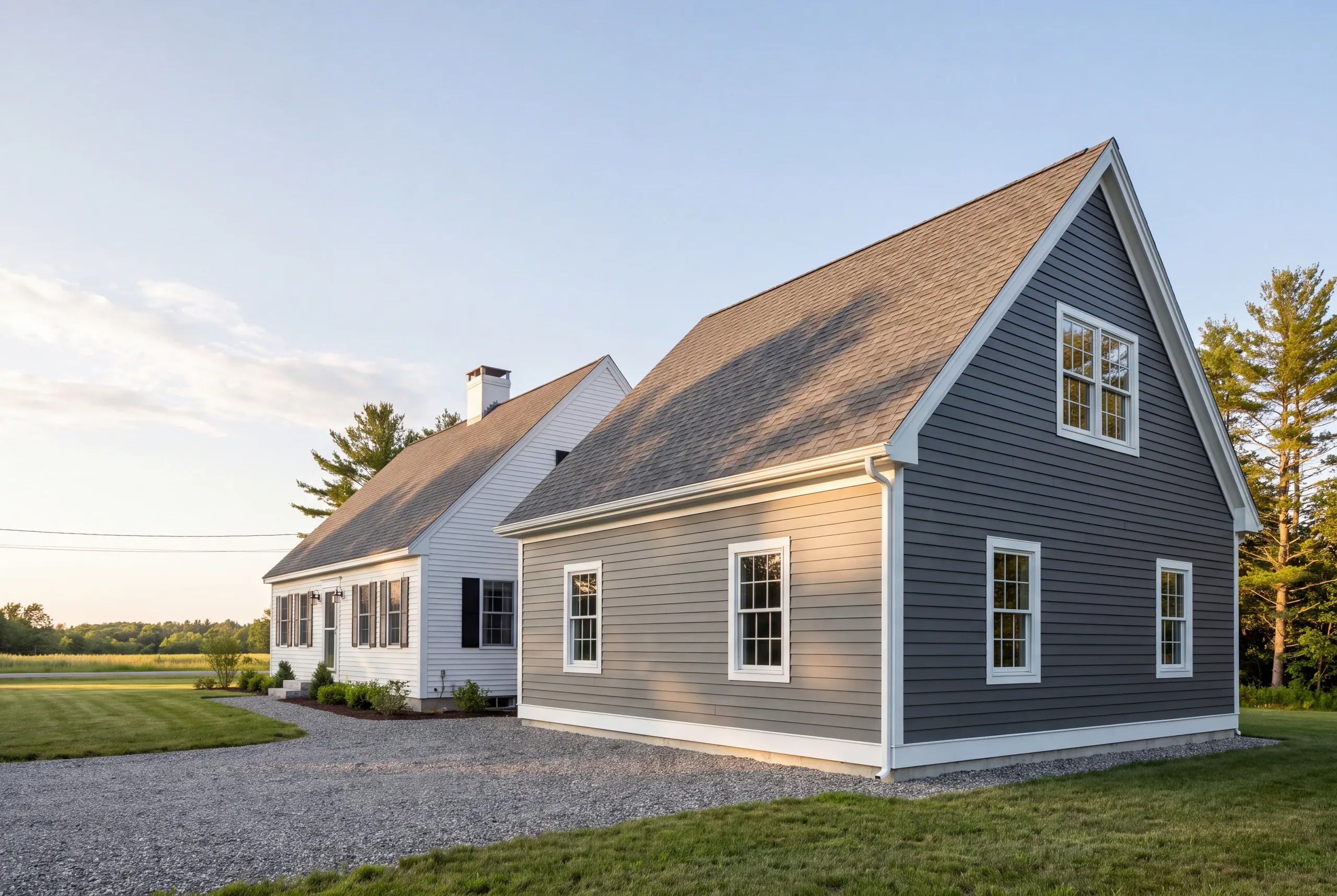 Finished addition on a Central Maine home, wide view
