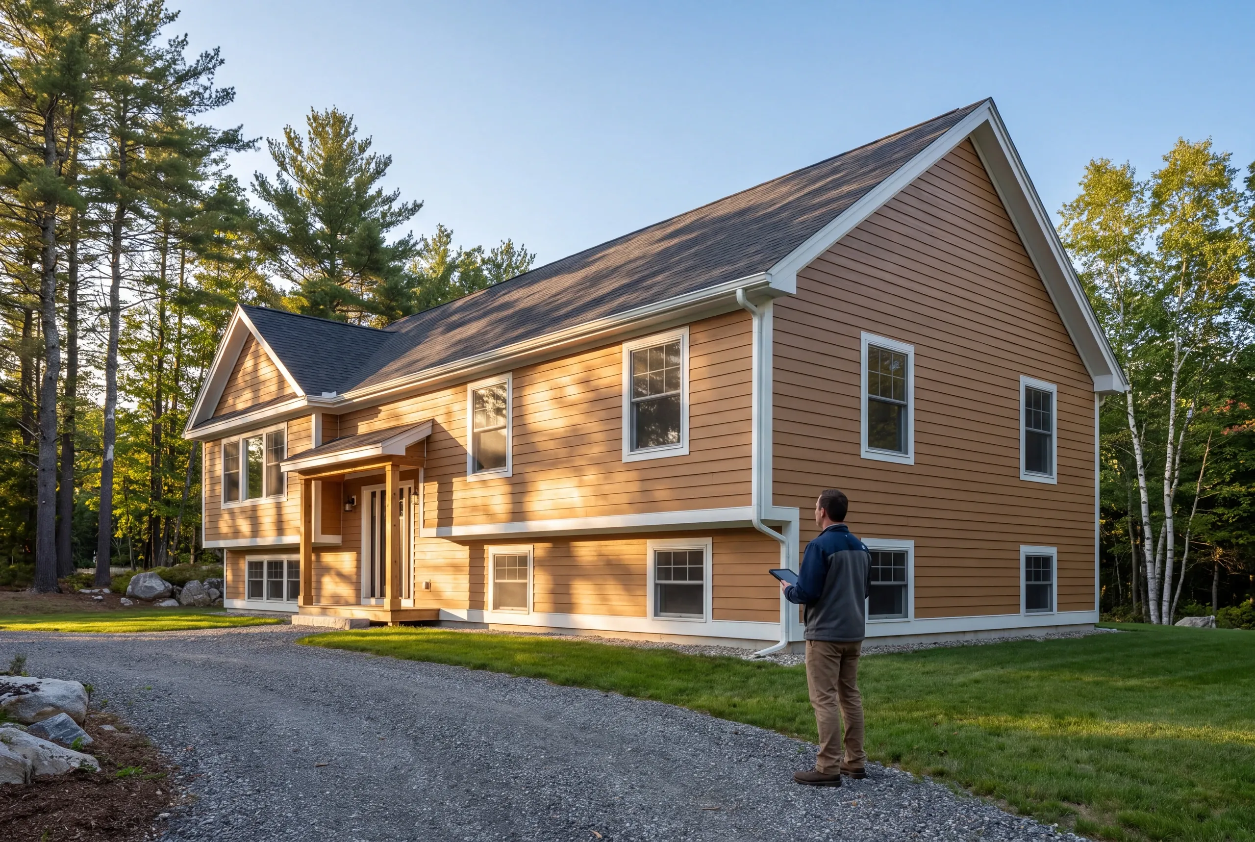 Newman Homes estimator walking a Fairfield lot before writing the price