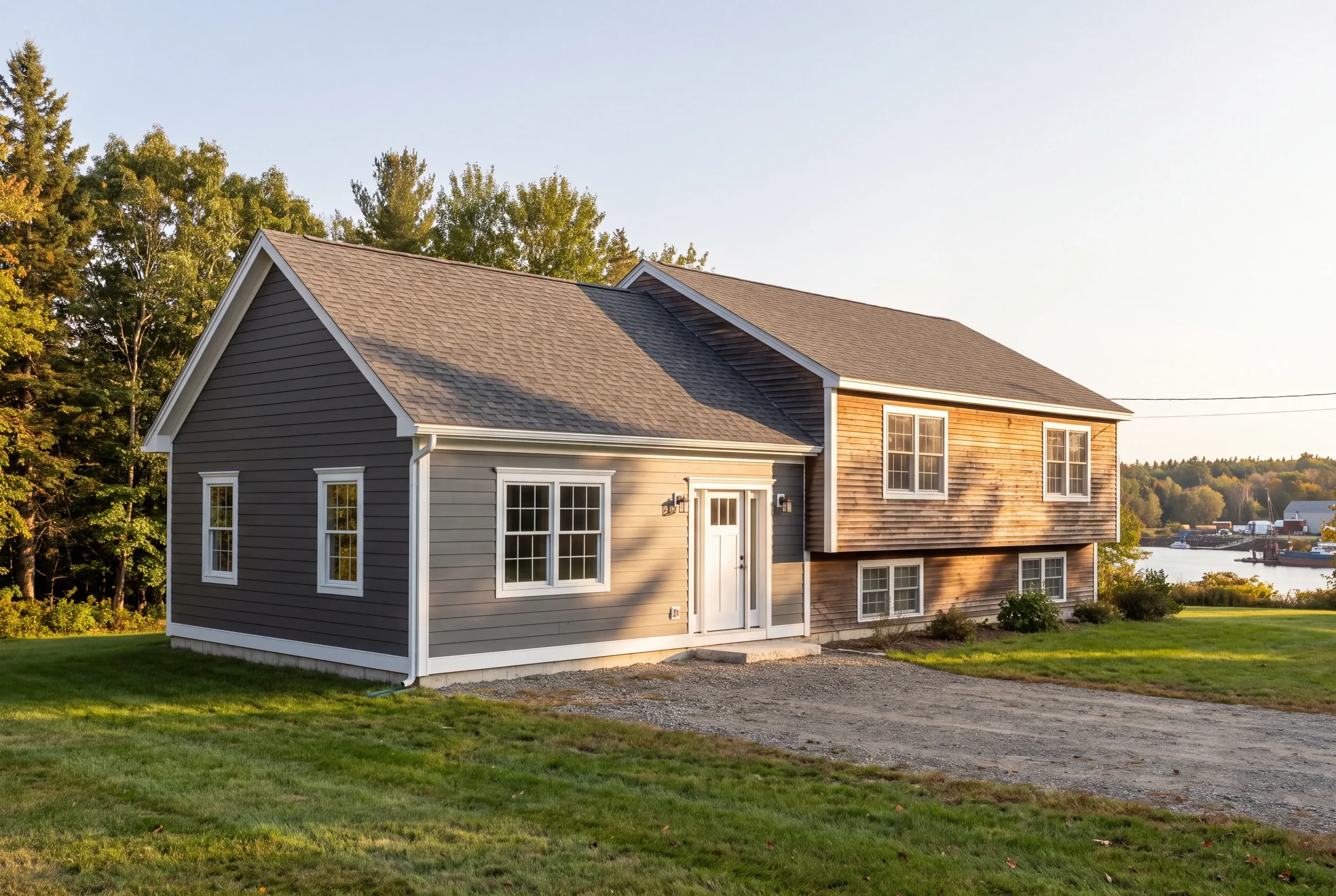 Finished addition on a Fairfield, Maine home, wide view