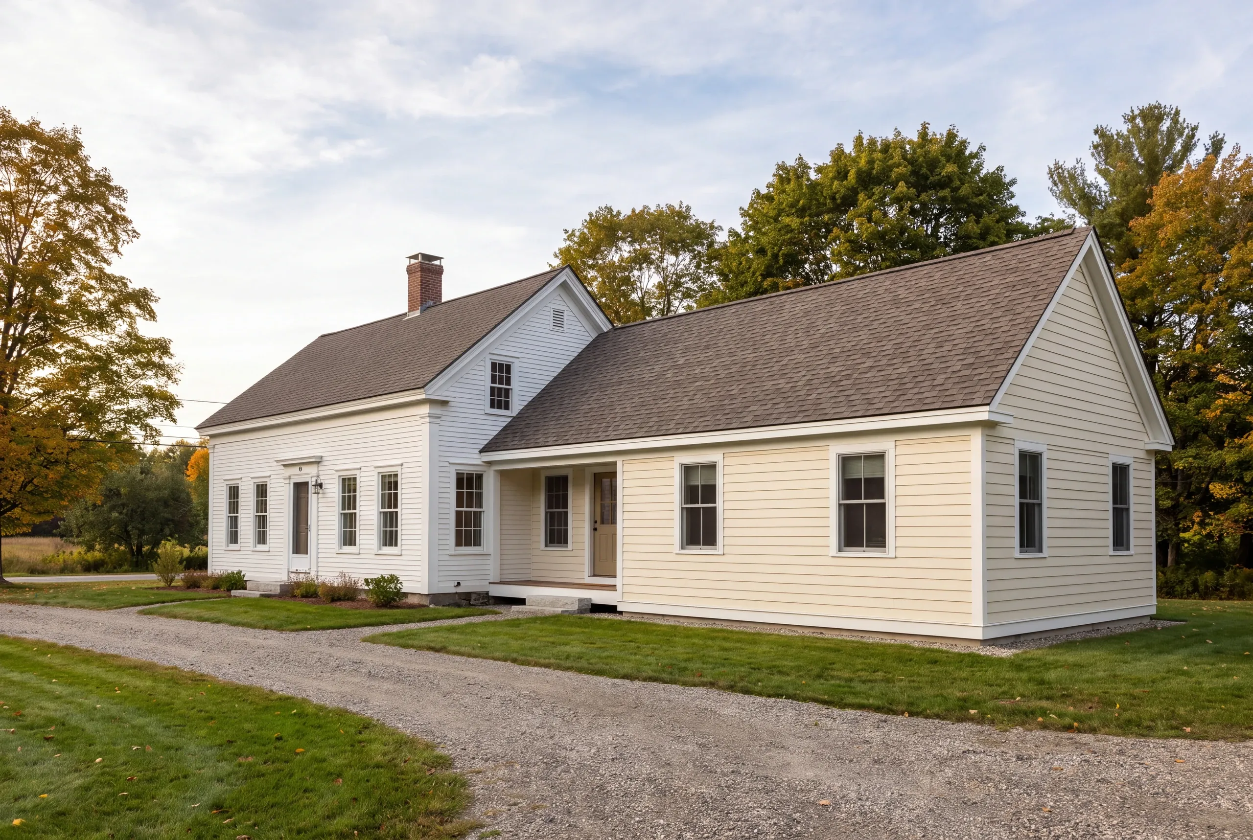 Finished addition on a Gardiner, Maine home, wide view
