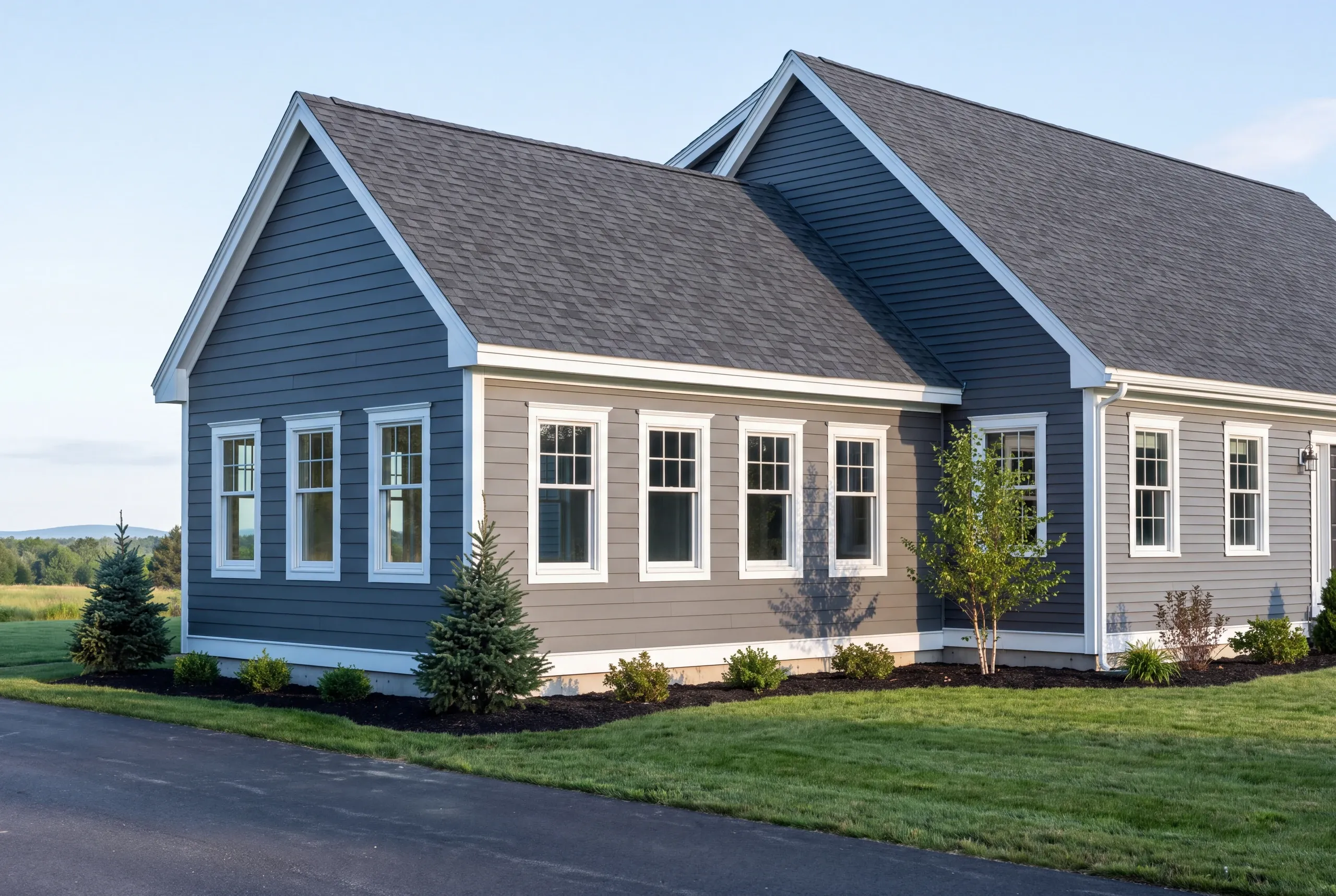 Finished sun room addition on a Central Maine home