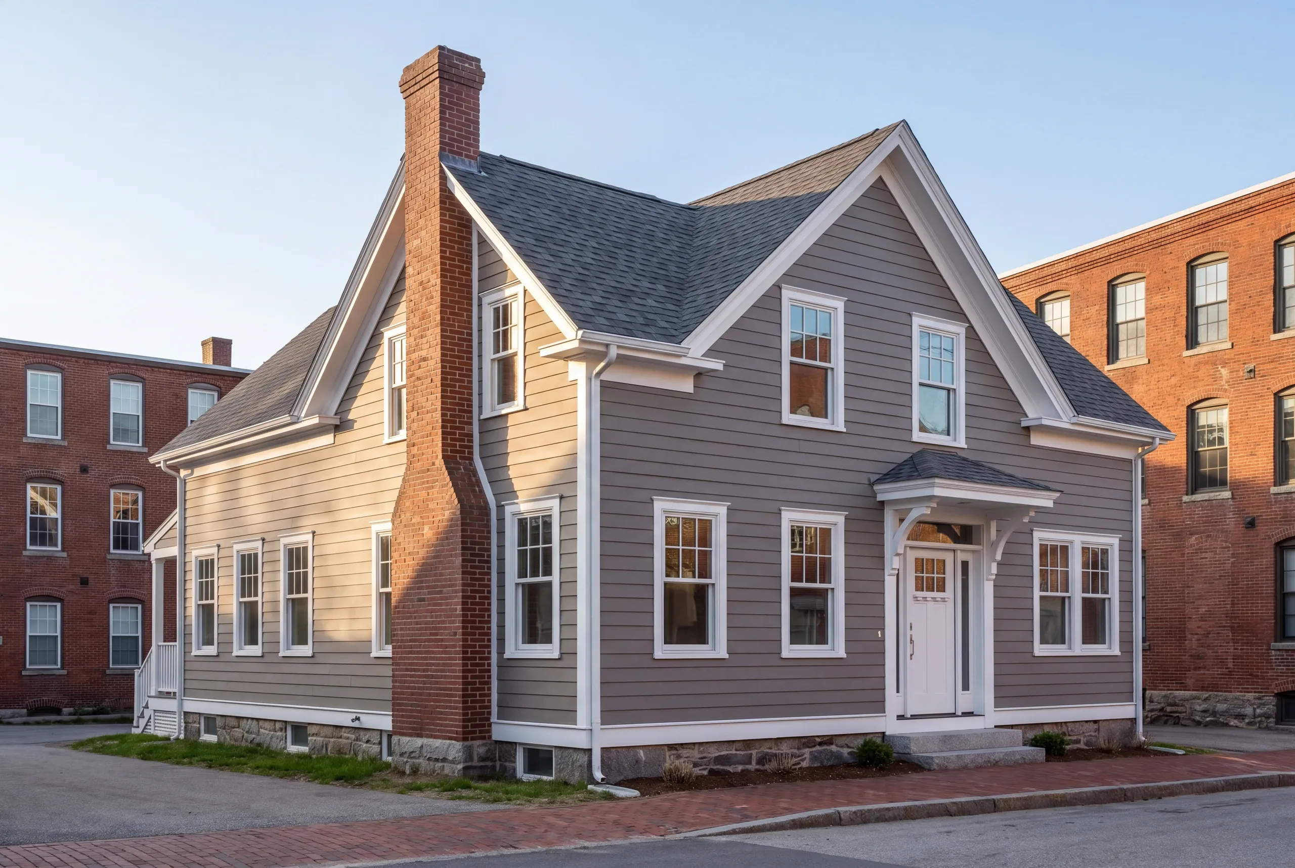 General contractor Lewiston, ME crew renovating a brick mill-era building downtown