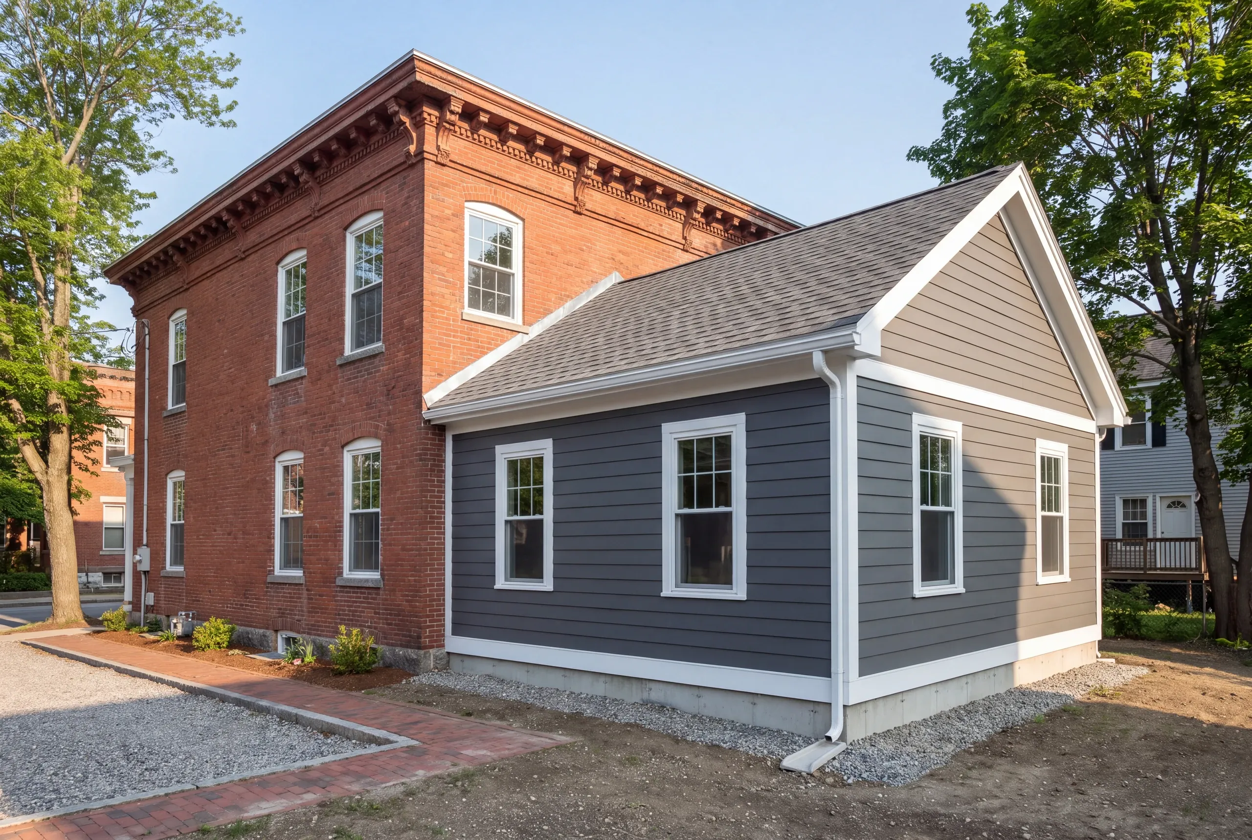 Finished kitchen addition in a Lewiston multi-family conversion