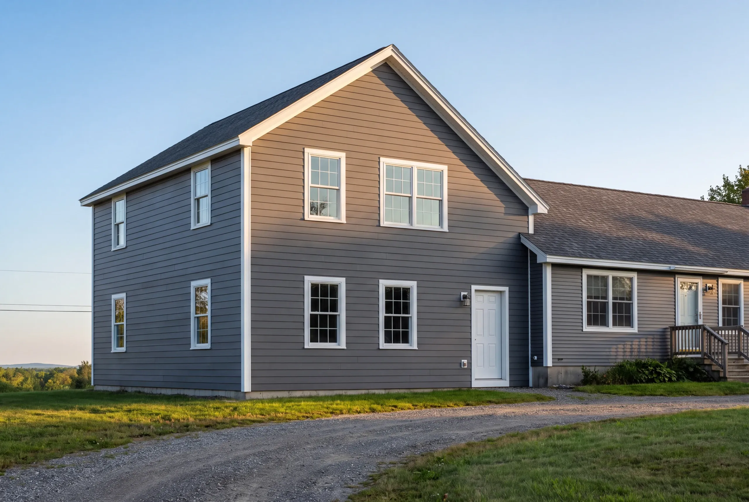 Finished addition on an Oakland, Maine home, wide view