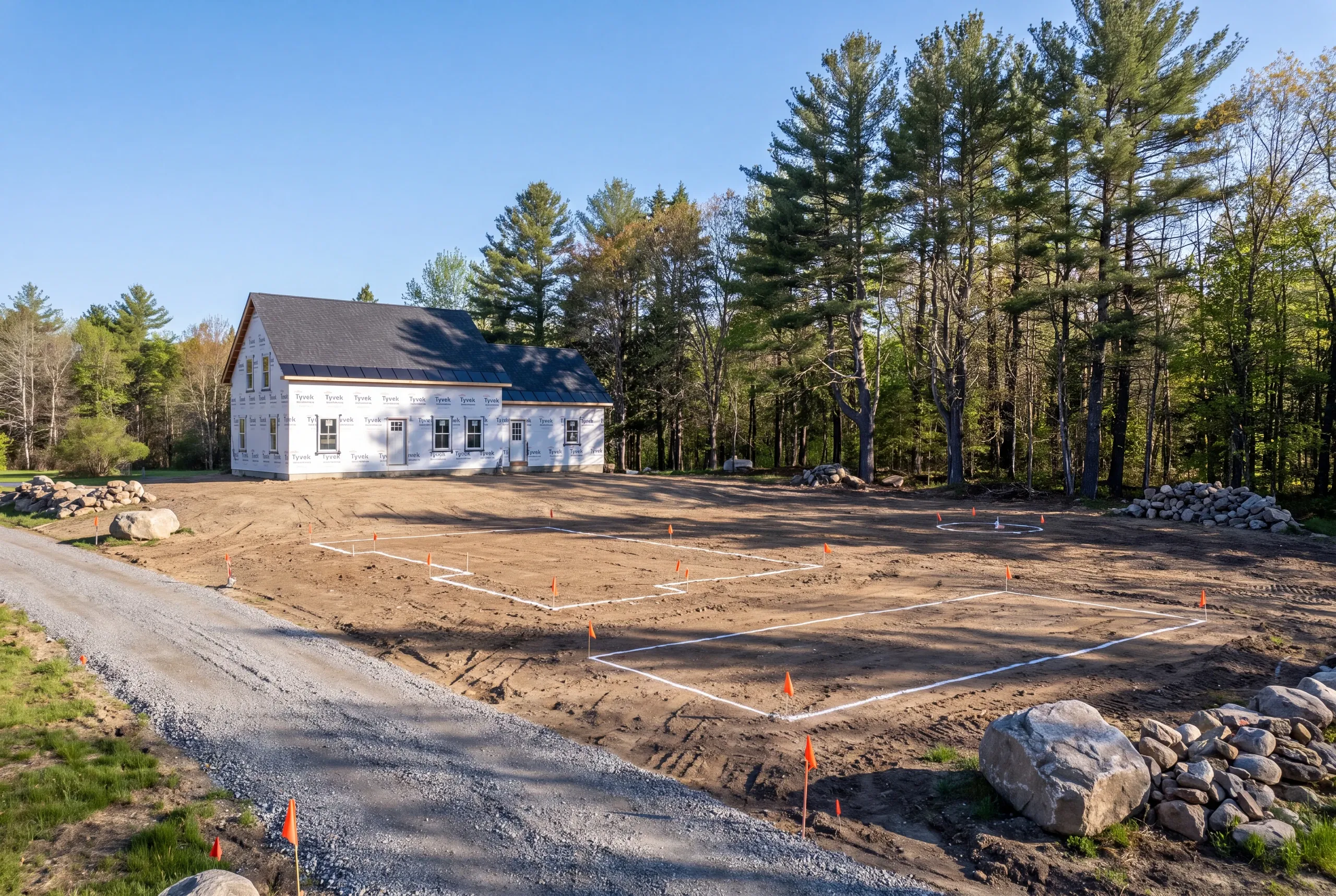 Well and septic setbacks marked before construction on a Palermo property