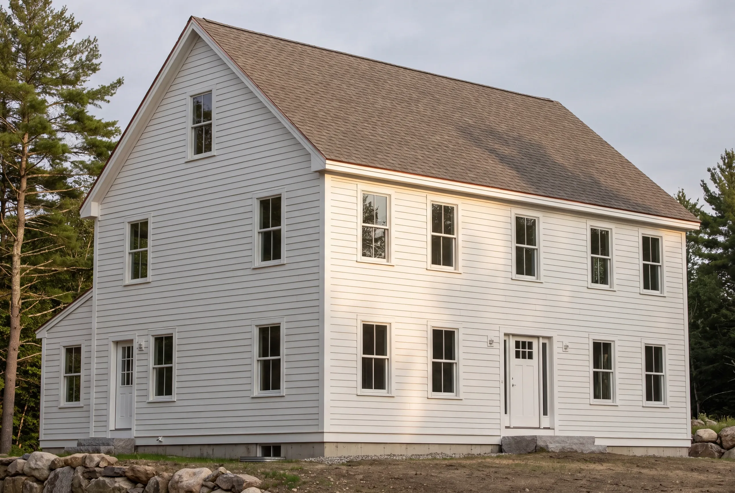 Steeper roof pitch framed for wind-driven snow on an exposed Sidney parcel