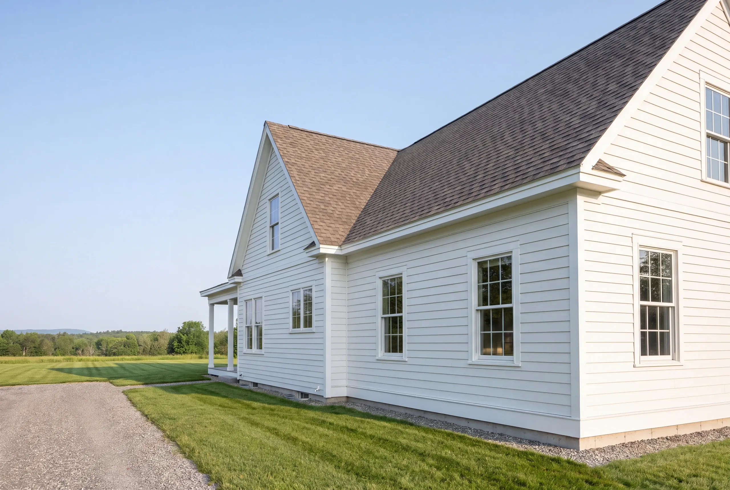 Finished addition on a Sidney, Maine home, wide view