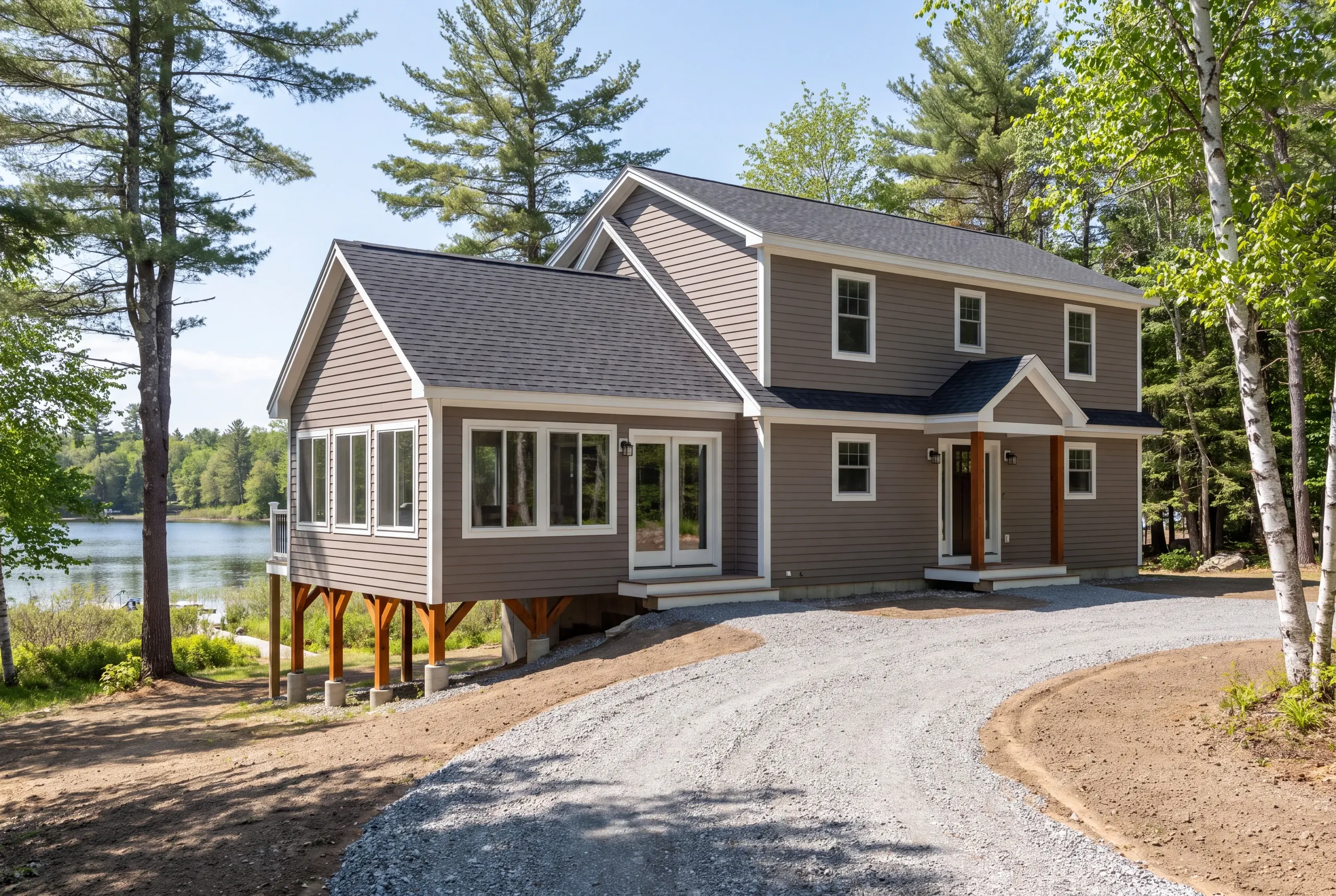 Webber Pond property in Vassalboro with a completed four-season addition